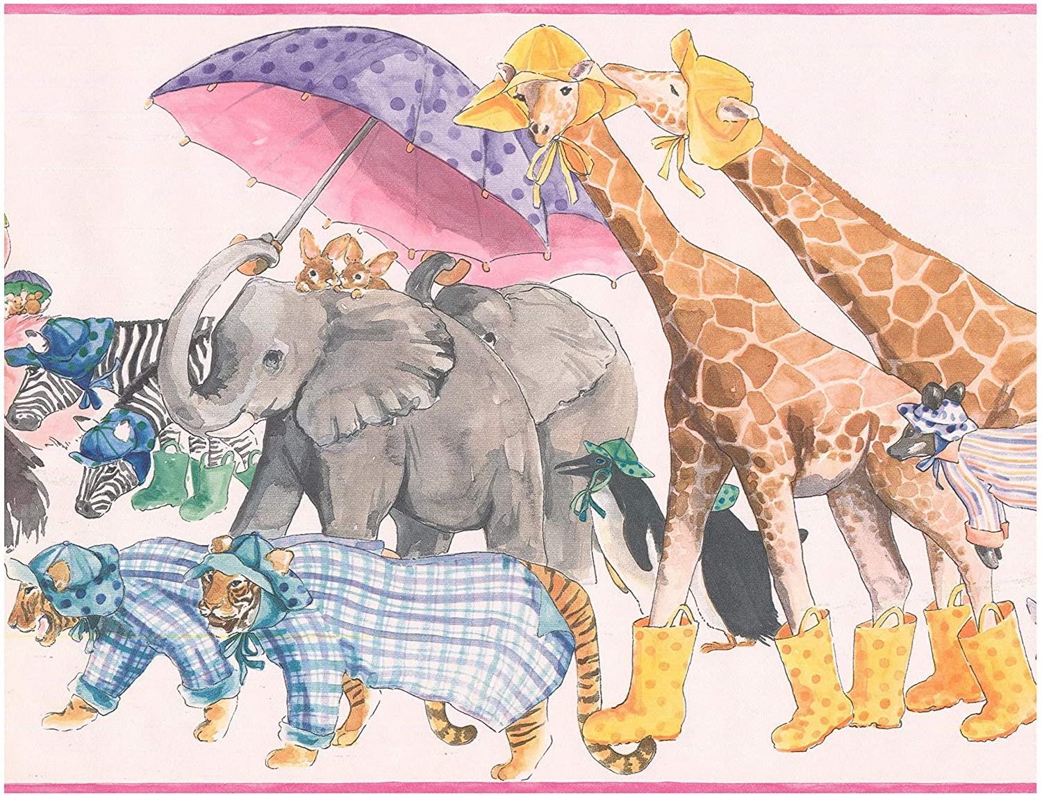 1500x1145 Wall Border Giraffe Elephant .