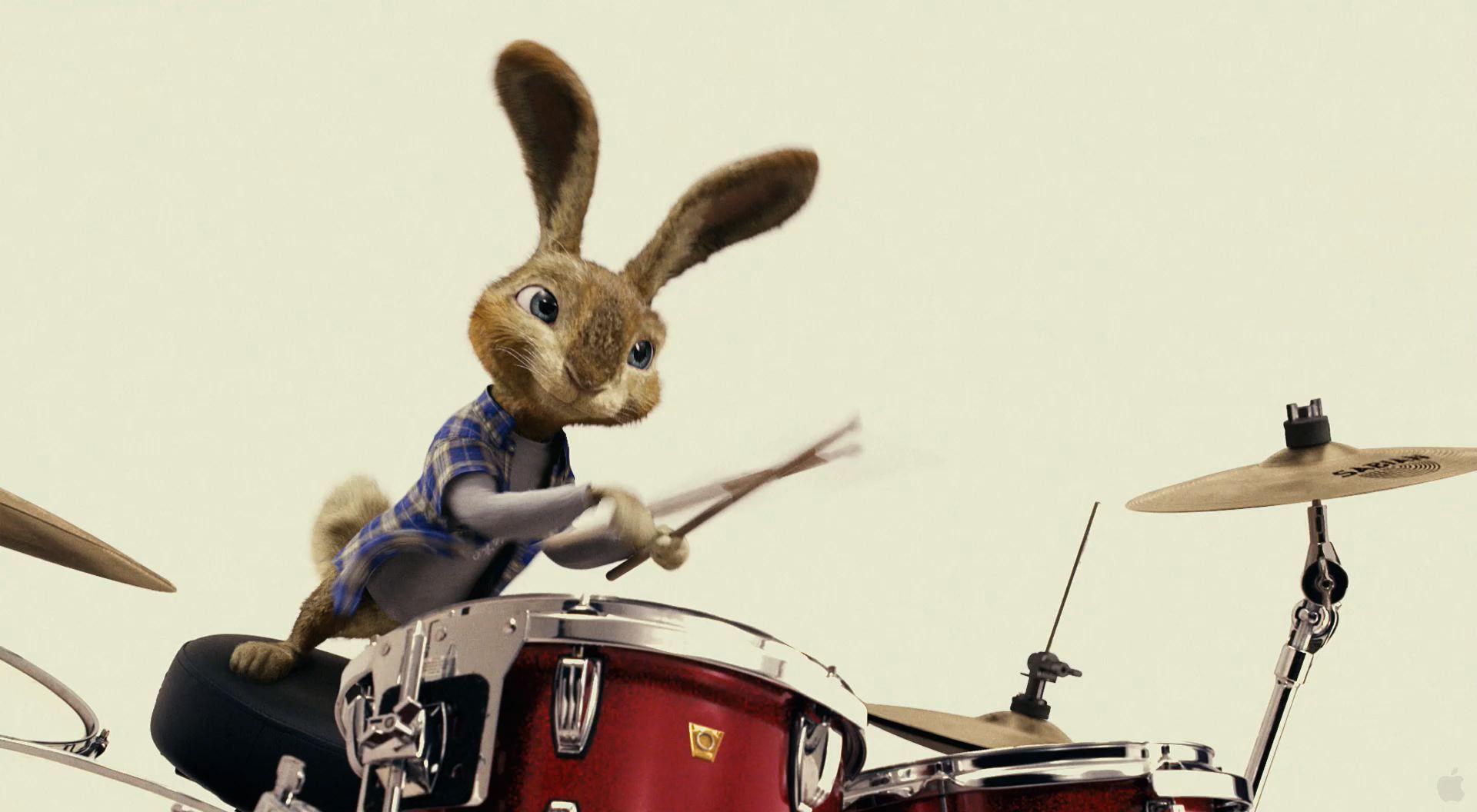 1920x1056 Easter Bunny from Hop Plays the Drums Desktop Wallpaper