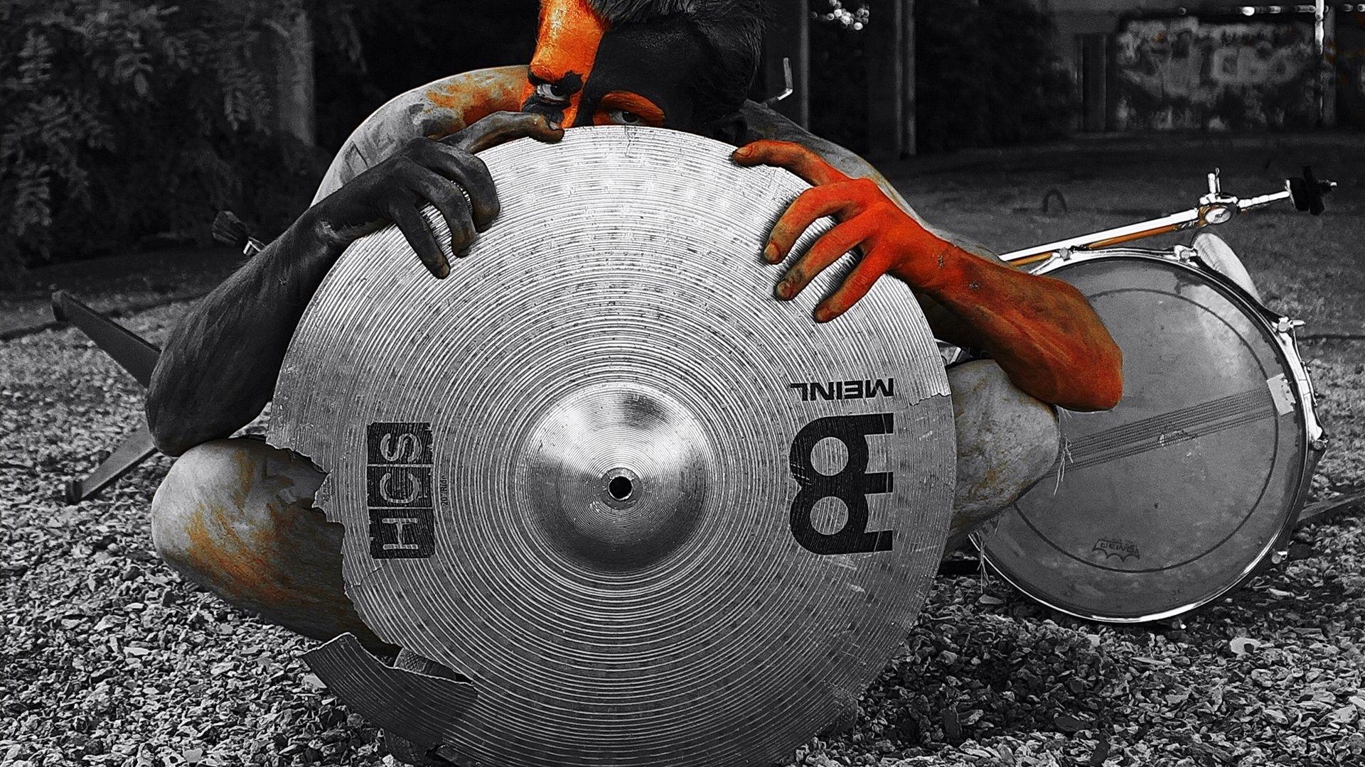 1920x1080 Drum, Drummer, Makeup, Plate, Coloring Wallpaper