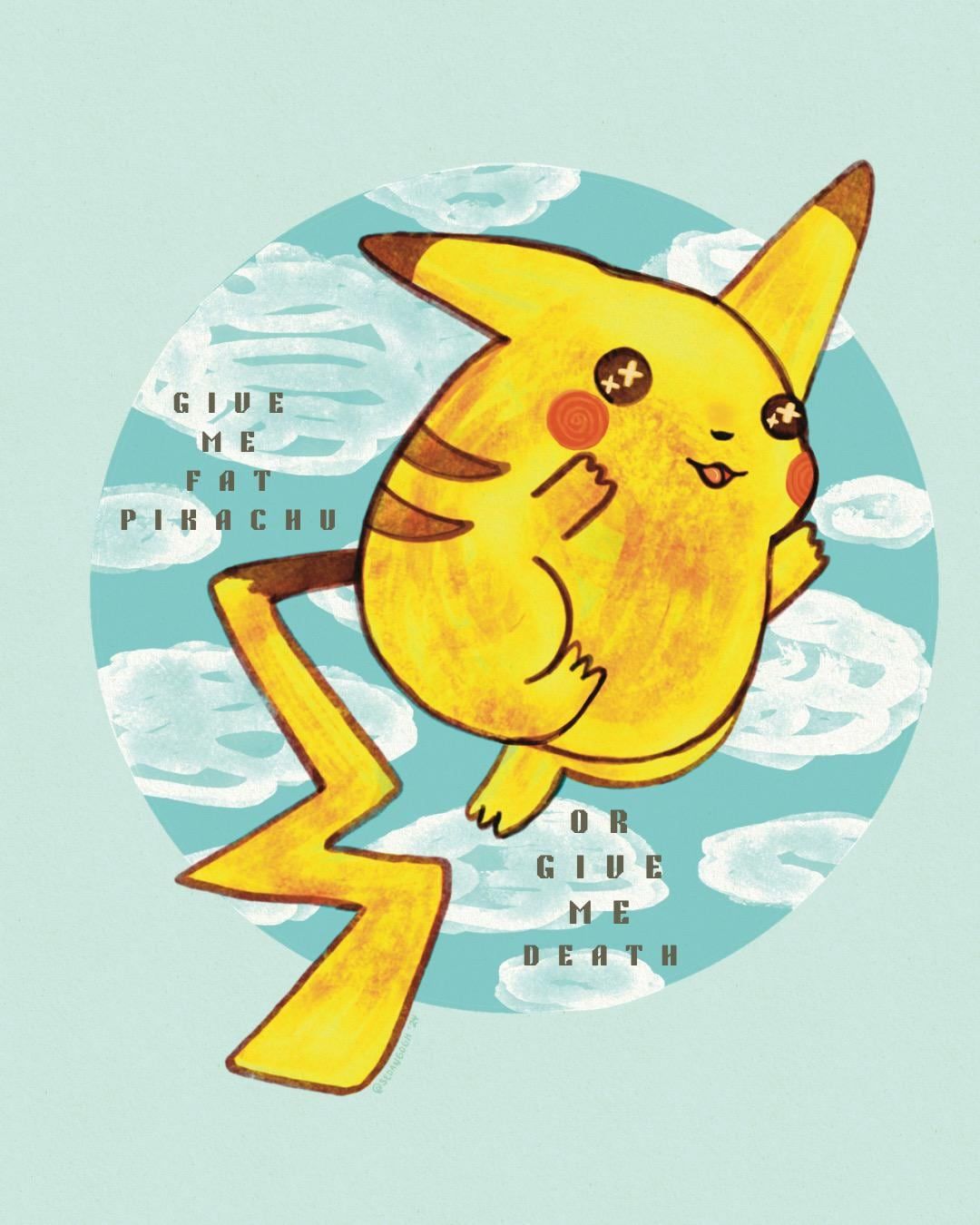 1080x1350 Fat Yellow Lightning Mouse Forever 8x10 Digital Art Print
