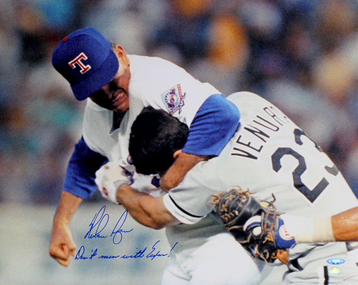 1200x957 Nolan Ryan Autographed Ventura Fight 16x20 Photo Inscribed Don't Mess With Texas