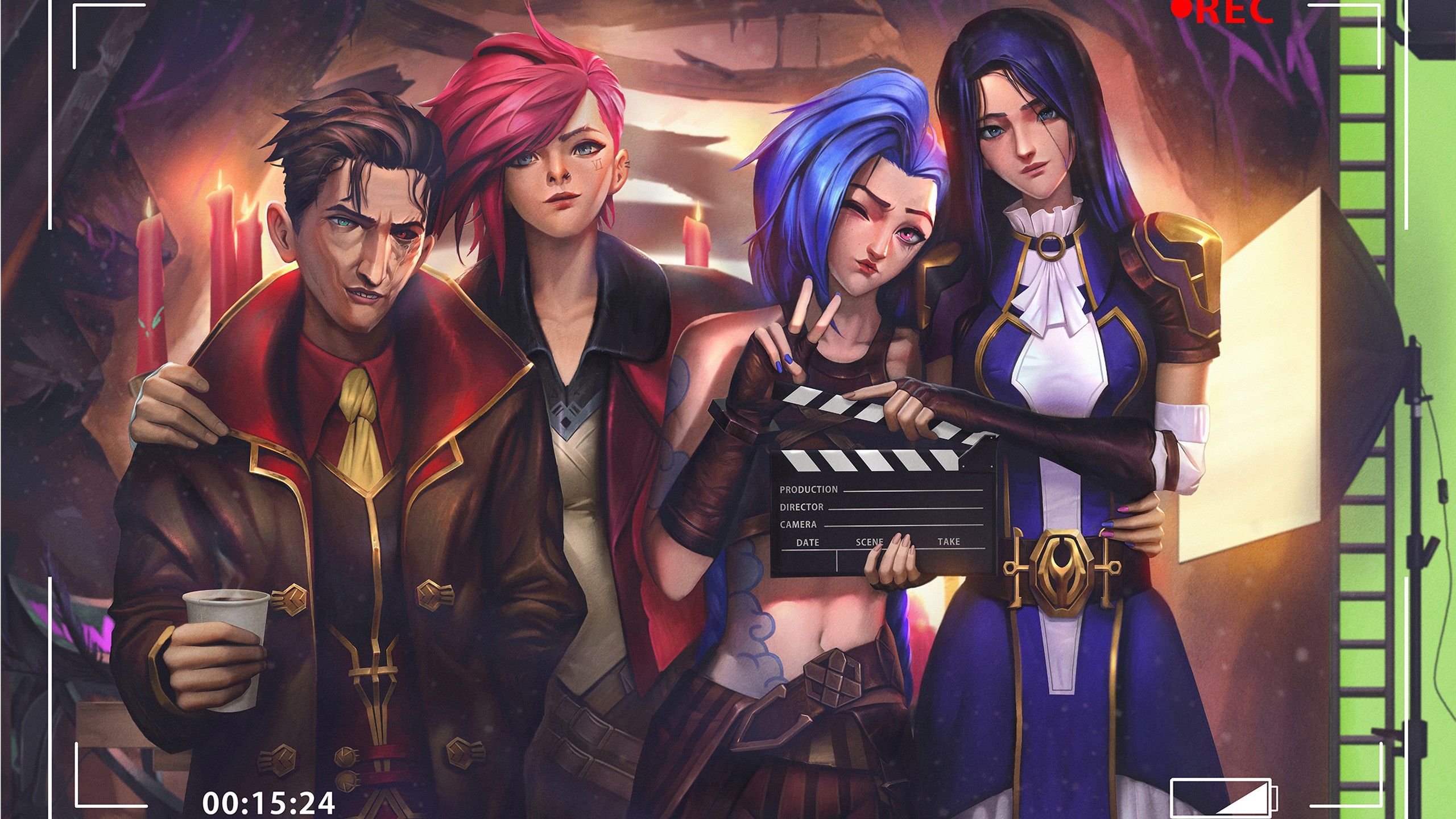 2560x1440 Caitlyn Jinx Silco VI HD Arcane Wallpaper