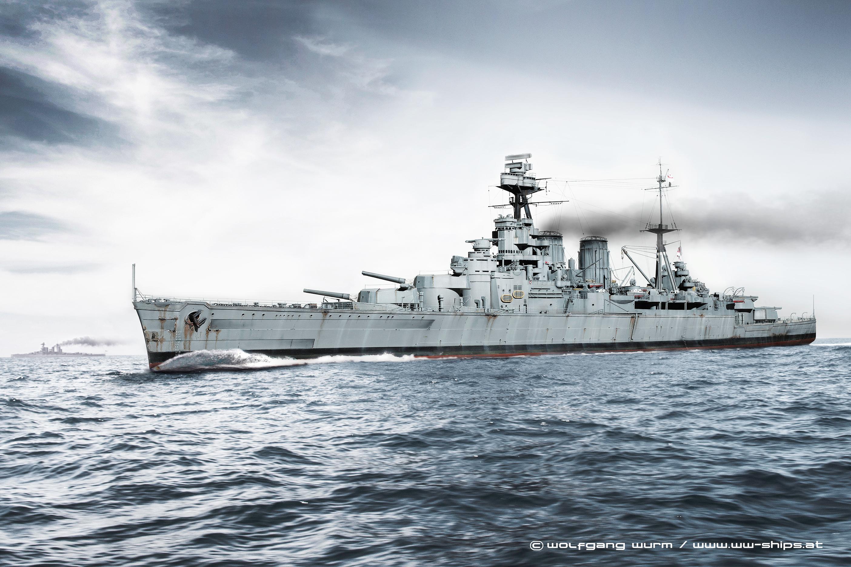 2808x1872 HMS Hood, model by Wolfgang Wurm, scale 1: Kit by Trumpeter. [2808x1872]
