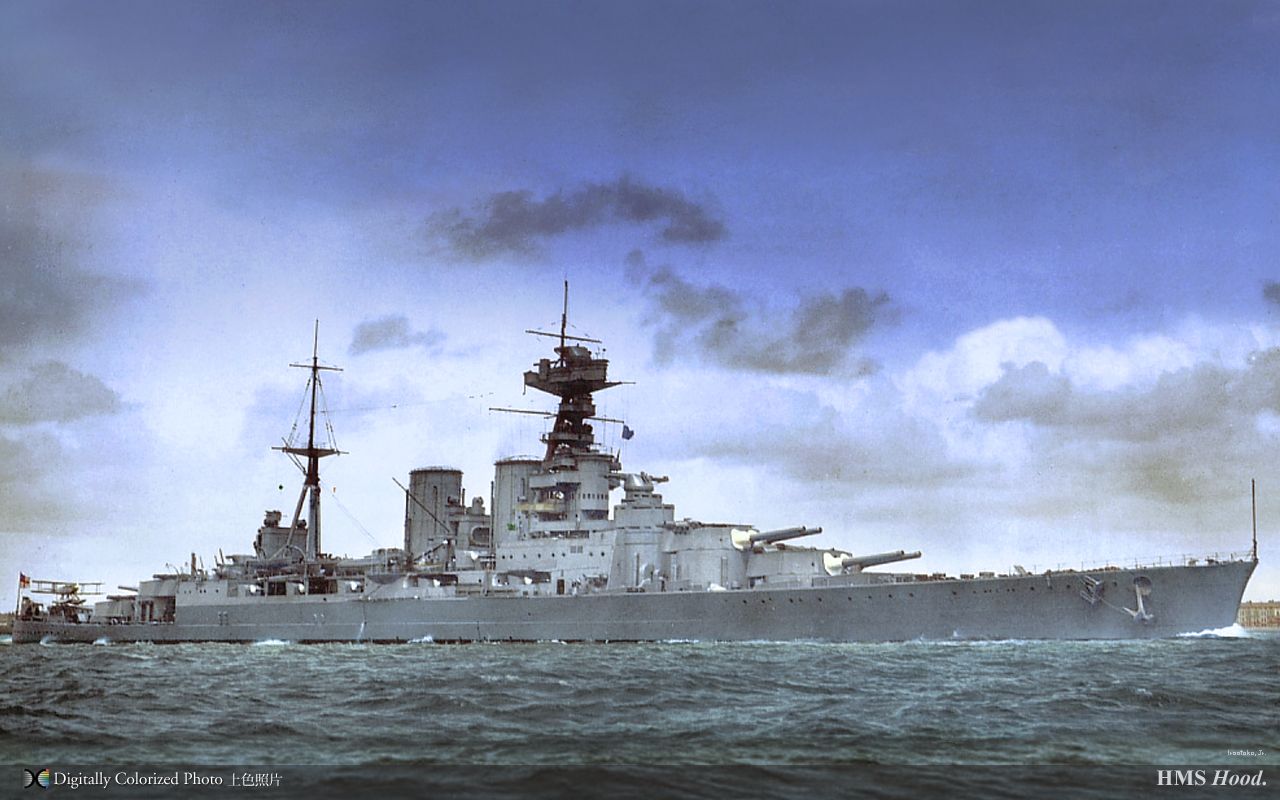 1280x800 colourised view of battlecruiser HMS Hood. Aircraft of World War II.net Forums