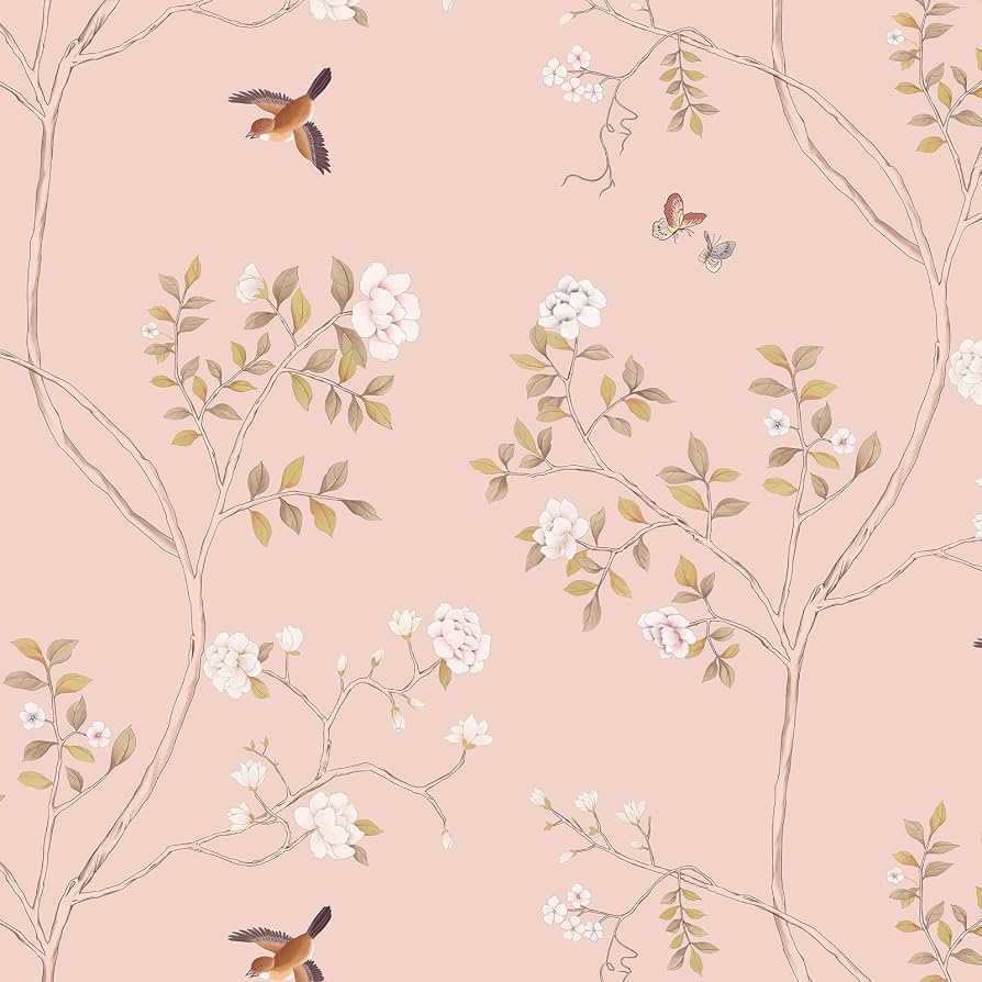 894x894 Hopepak 15.3'' x 118'' Floral Peel and Stick Wallpaper Pink Vintage Wall Paper Cute Removable Self Adhesive Contact Paper for Bedroom Living Room