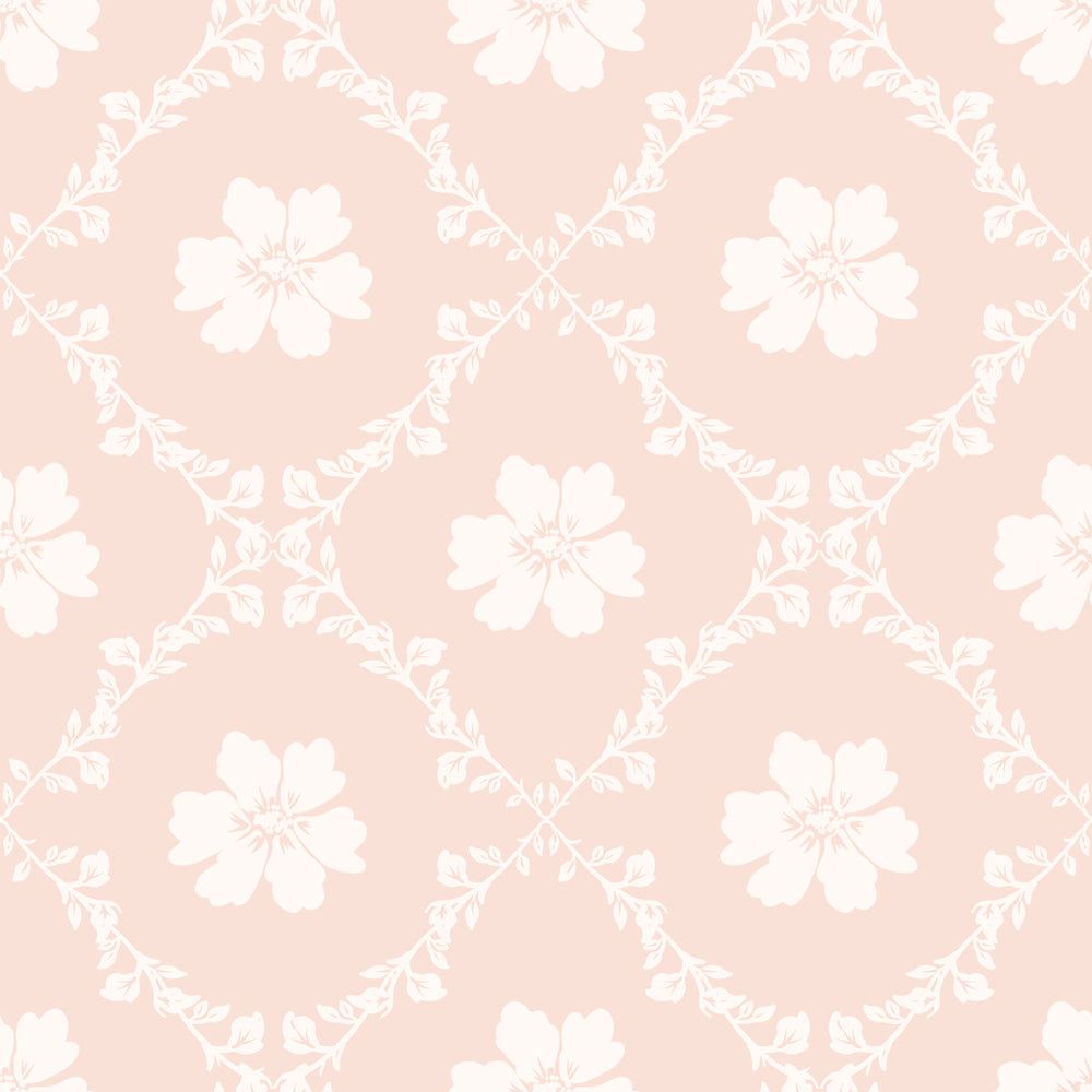 1000x1000 Dekornik Pink Old English Pattern Wallpaper 140cm (H) x 50cm (W)