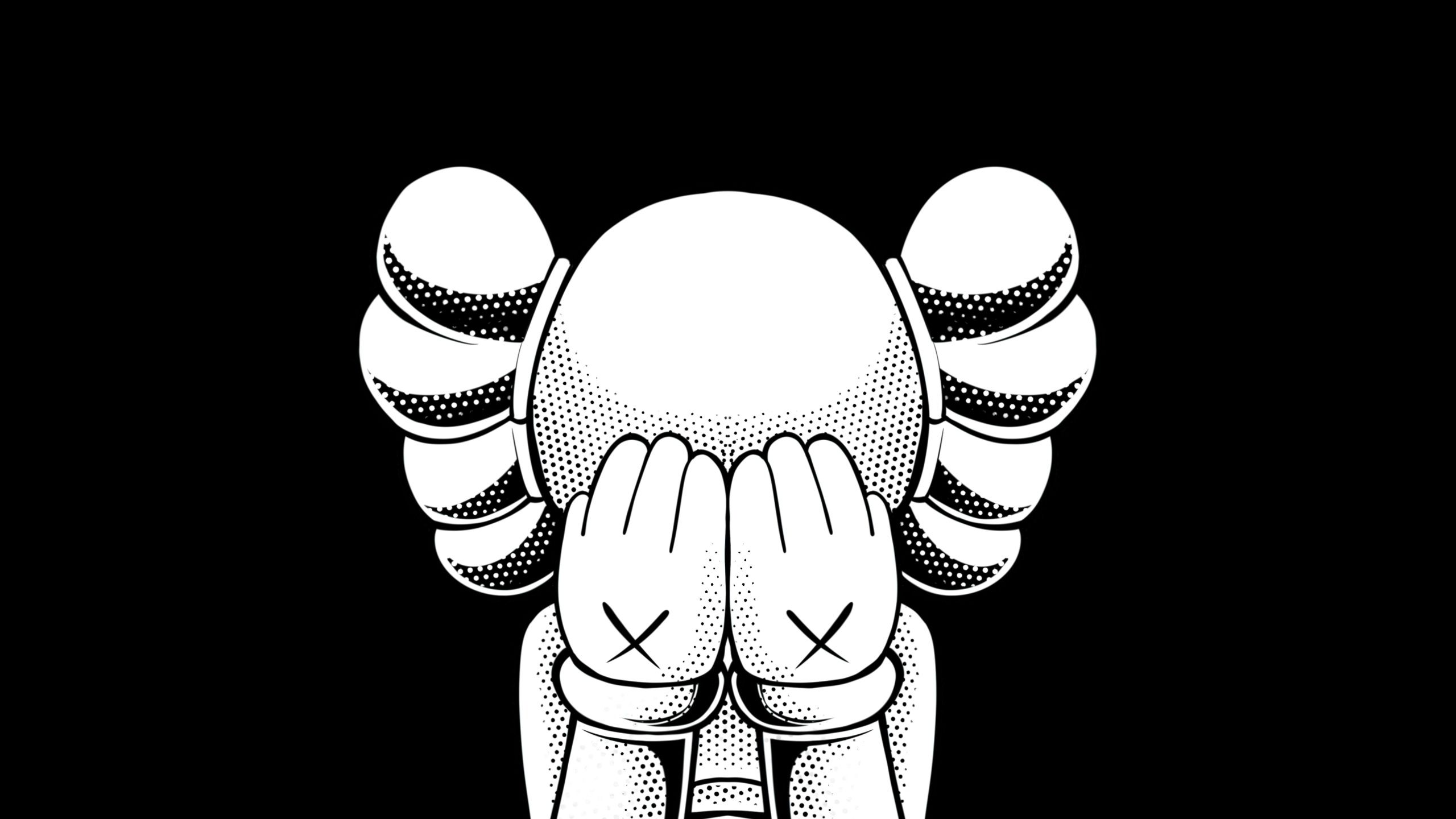 2560x1440 Kaws Companion Wallpaper 4K, Kaws sad, Black background, 5K