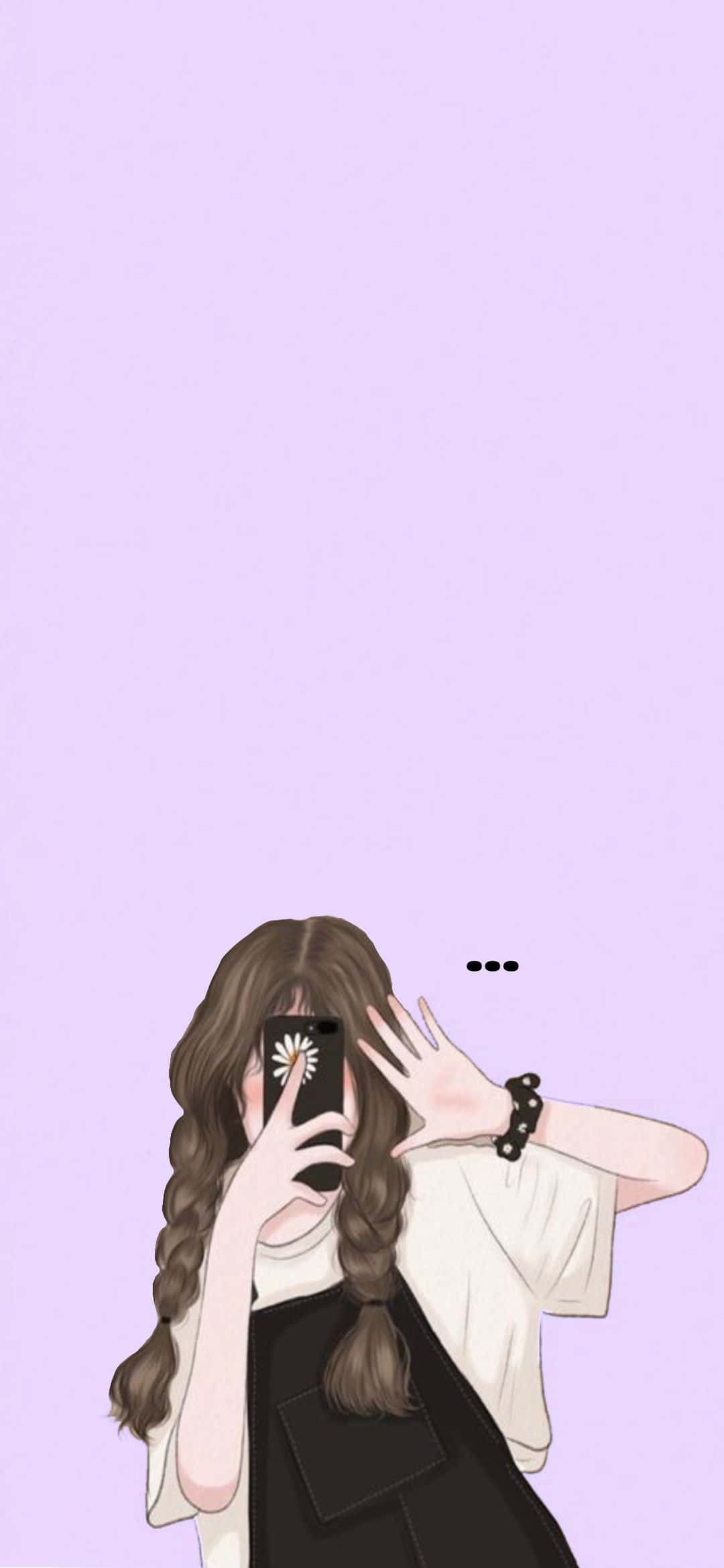 1080x2340 Download Shy Girl Aestheticwith Phone Camera Illustration Wallpaper