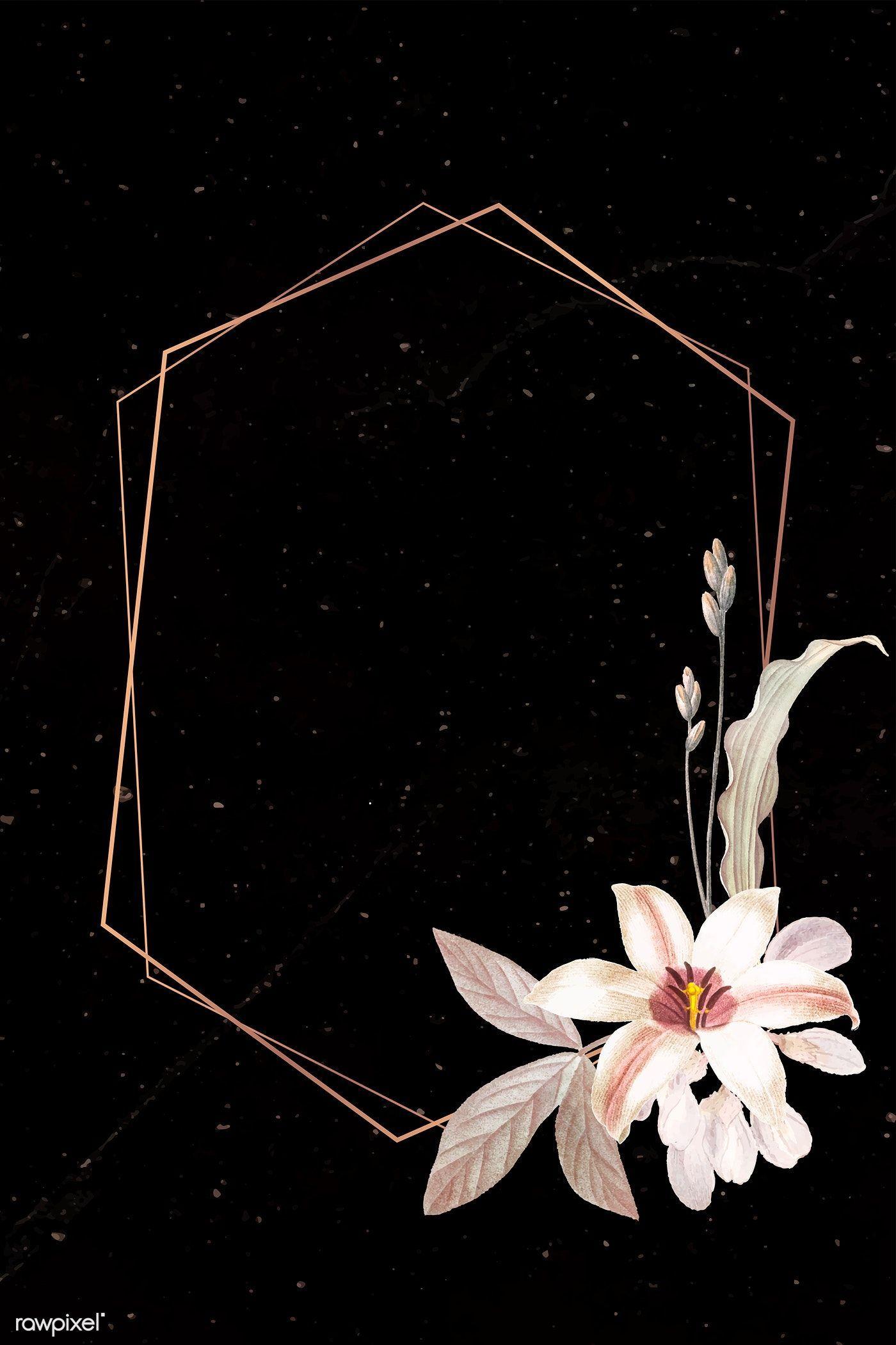 1400x2100 Gold frame with lily background vector .com