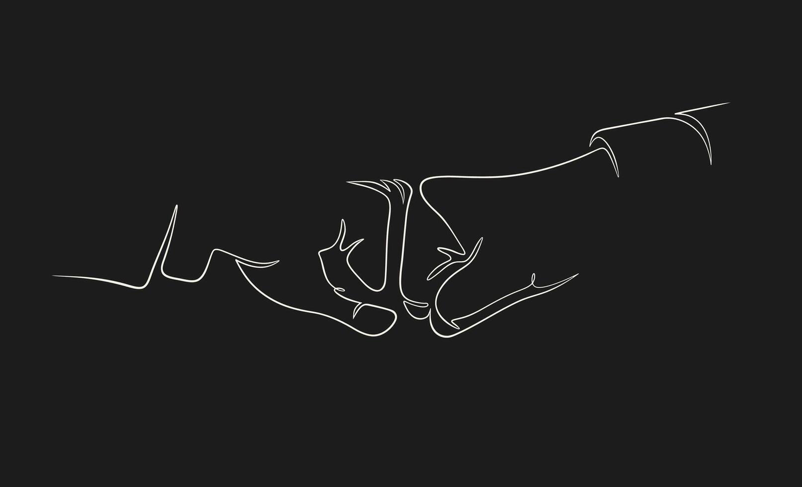 1614x980 Continuous one line drawing of fist bump on white background