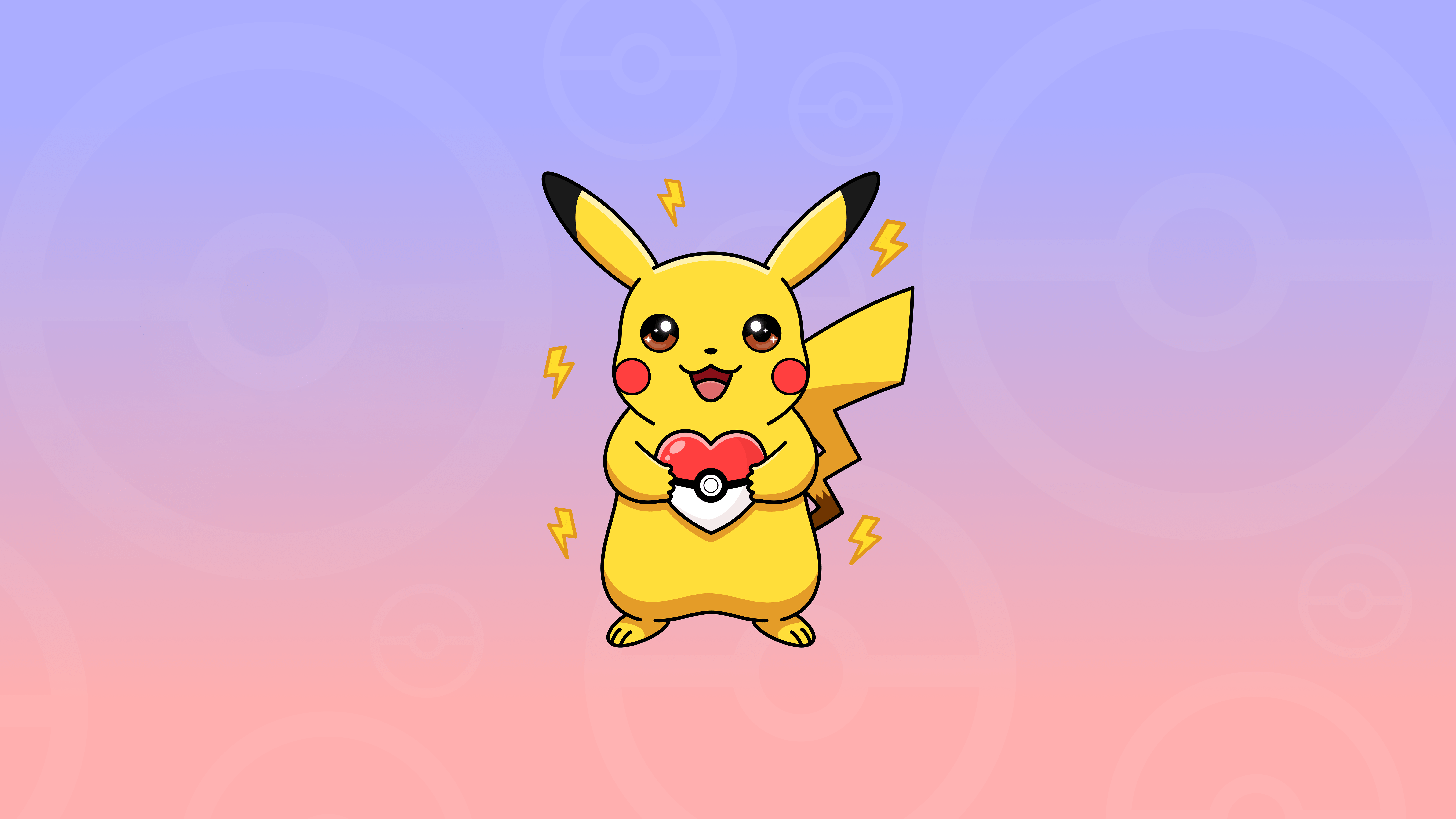 7680x4320 Pikachu Wallpaper 4K, Love heart, Pokeball, Pokemon