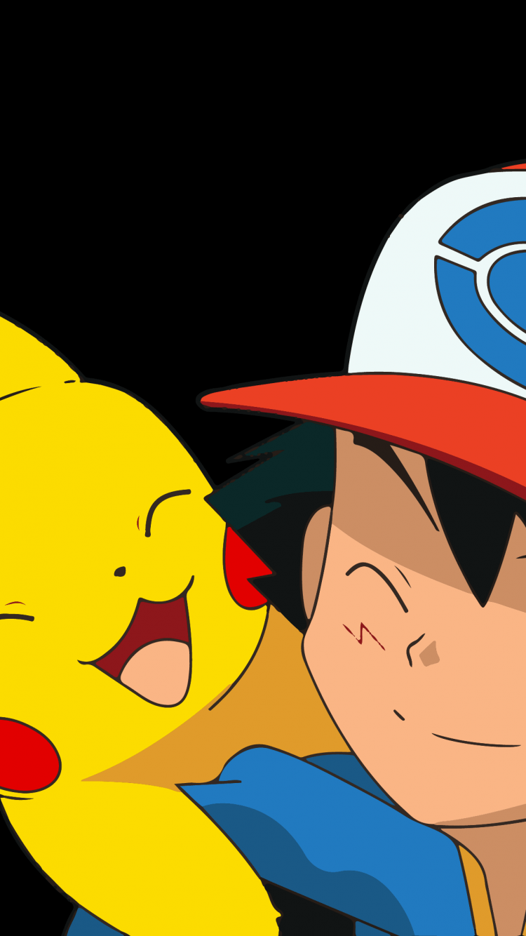 750x1334 Pikachu Ash Wallpaper 4K, Pokemon, Black background