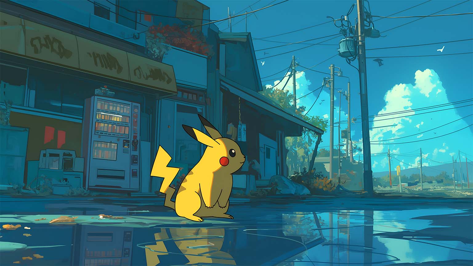 1536x864 Pikachu Anime Style Desktop Wallpaper in HD & 4K