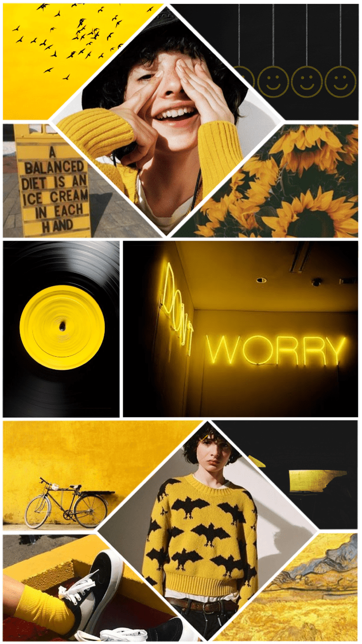 719x1280 Finn Wolfhard Black And Yellow Aestheticpictureque Aesthetics.