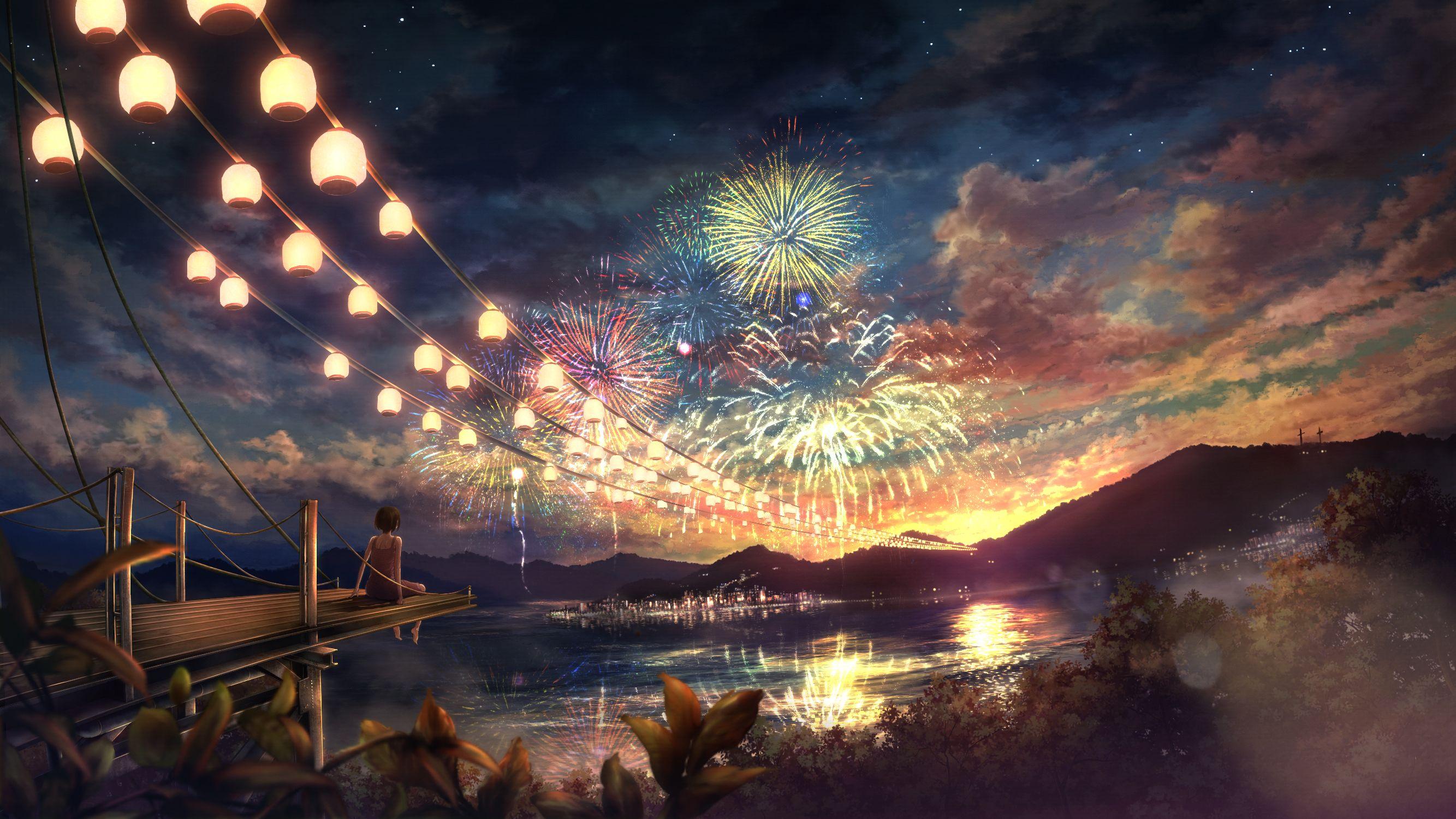 Anime Landscape for Desktop Anime Garden Sunshine Flowers 4K wallpaper