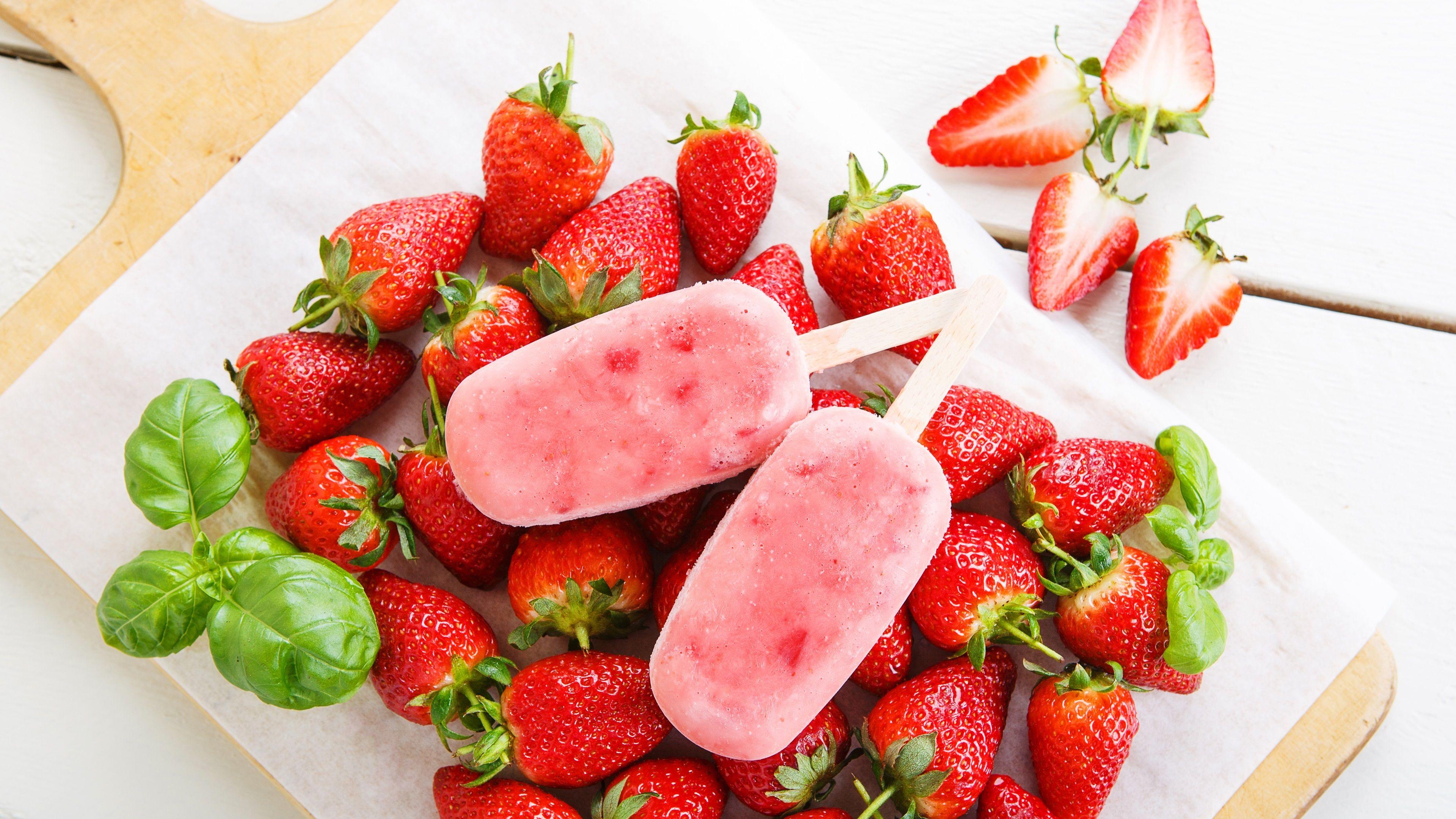 3840x2160 Wallpaper Strawberry, Ice Cream .best