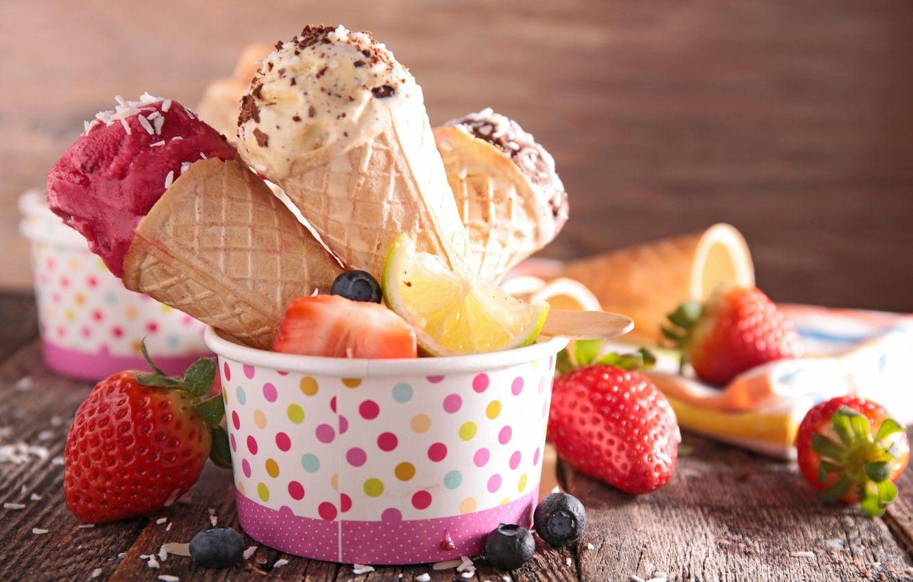 1332x850 Wallpaper berries, strawberry, ice .