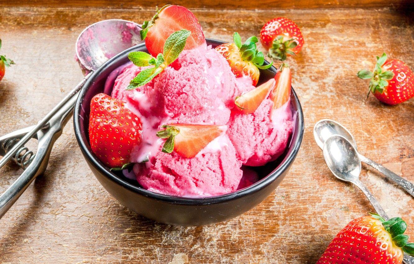 1332x850 Wallpaper berries, strawberry, ice .