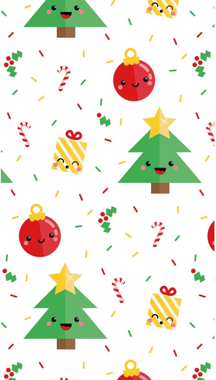 Kawaii Christmas Fabric Wallpaper and Home Decor  Spoonflower