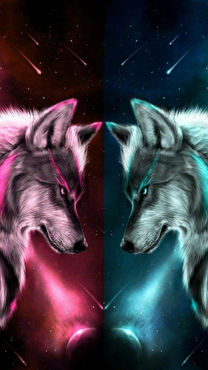720x1280 Fire and Ice Wolf Wallpaper