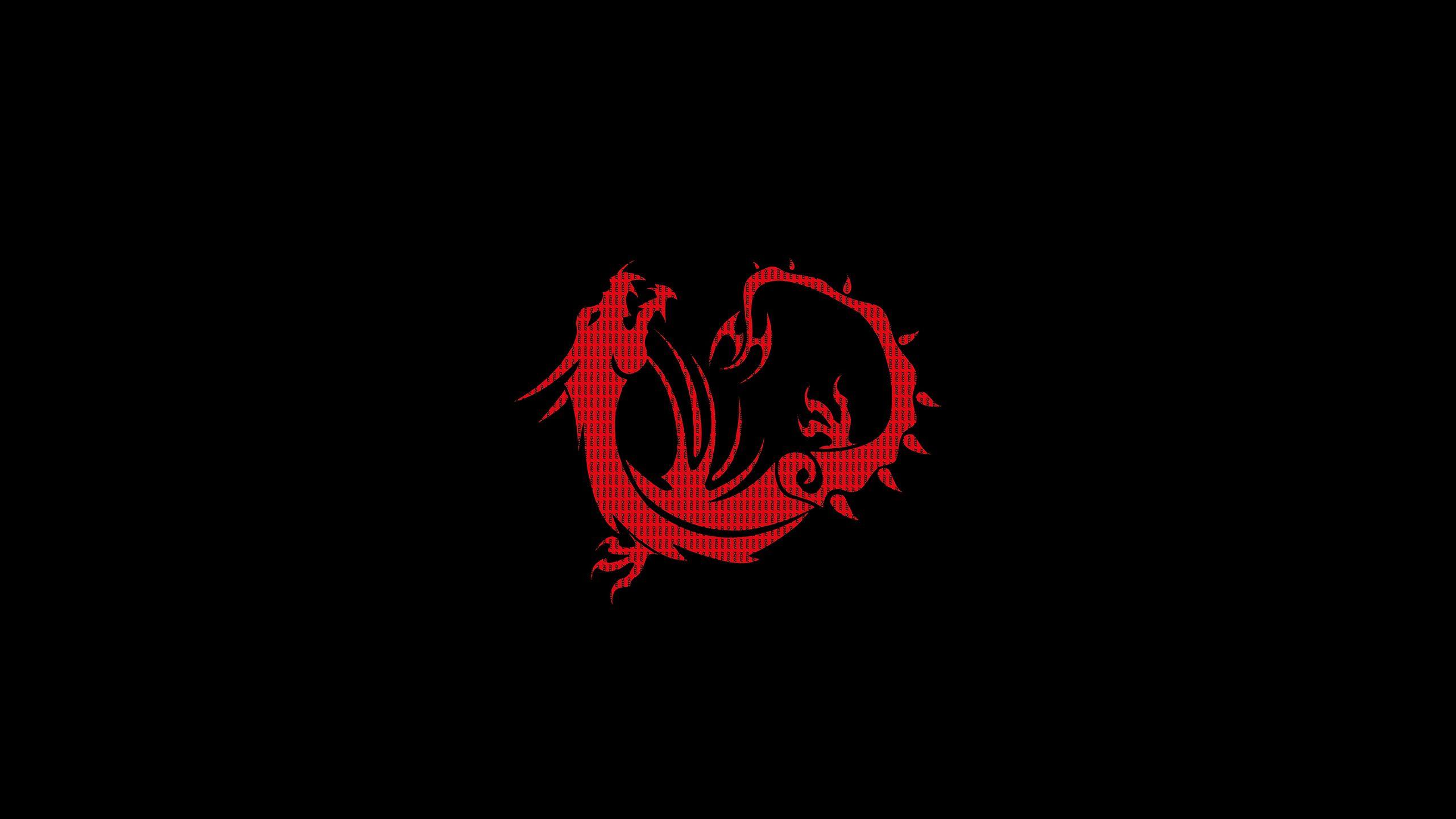 2560x1440 Red Dragon Black Minimal 4k .