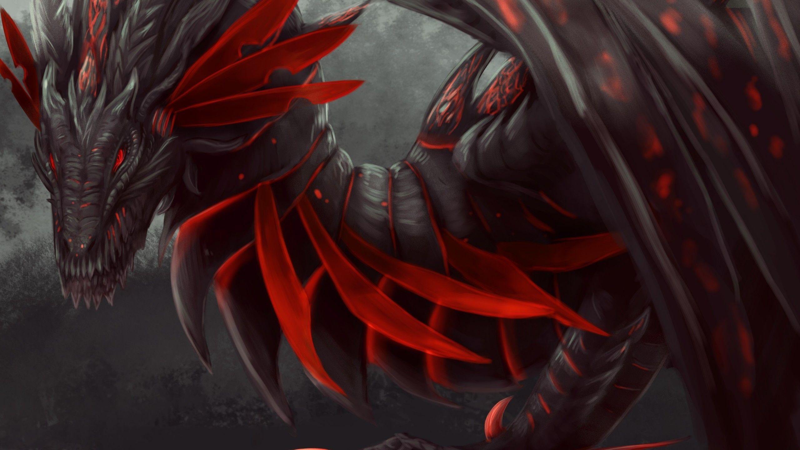 2560x1440 Red Dragon, Wings, Art Wallpaper .