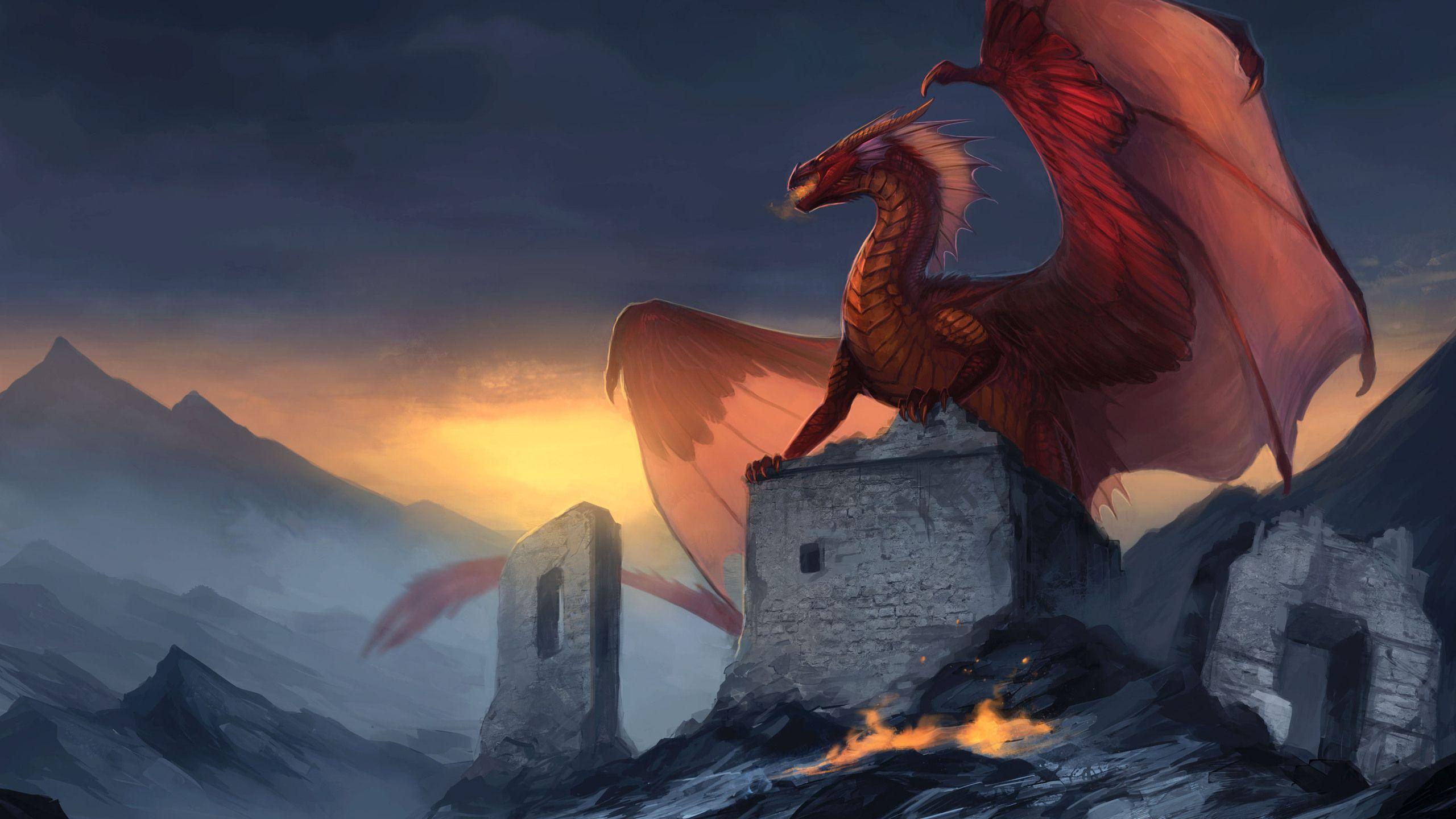 2560x1440 Red Dragon Fantasy 1440P Resolution HD .
