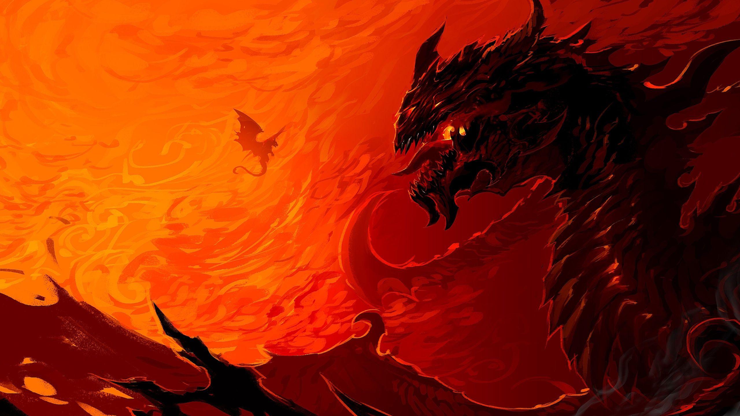 2560x1440 image dragon Fantasy Fire