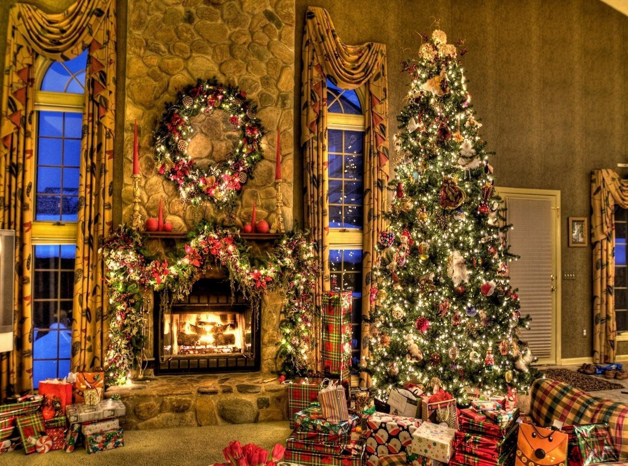 2130x1580 Christmas Fireplace Desktop Wallpaper .wallpaper.dog