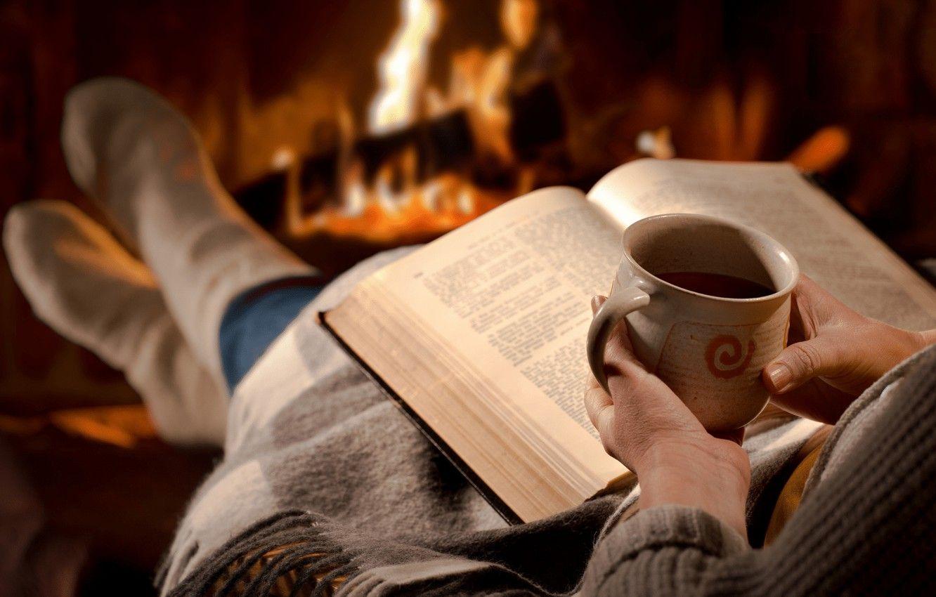 1332x850 Wallpaper girl, heat, mood, tea, book .