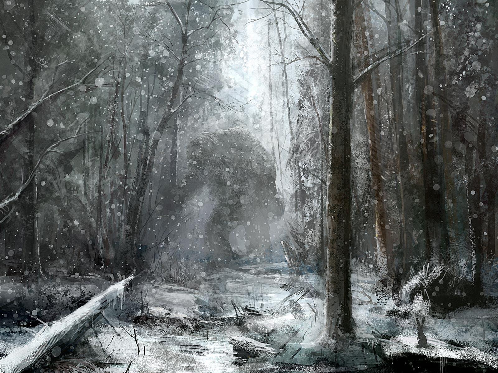 Dark Winter Forest Desktop Wallpapers Top