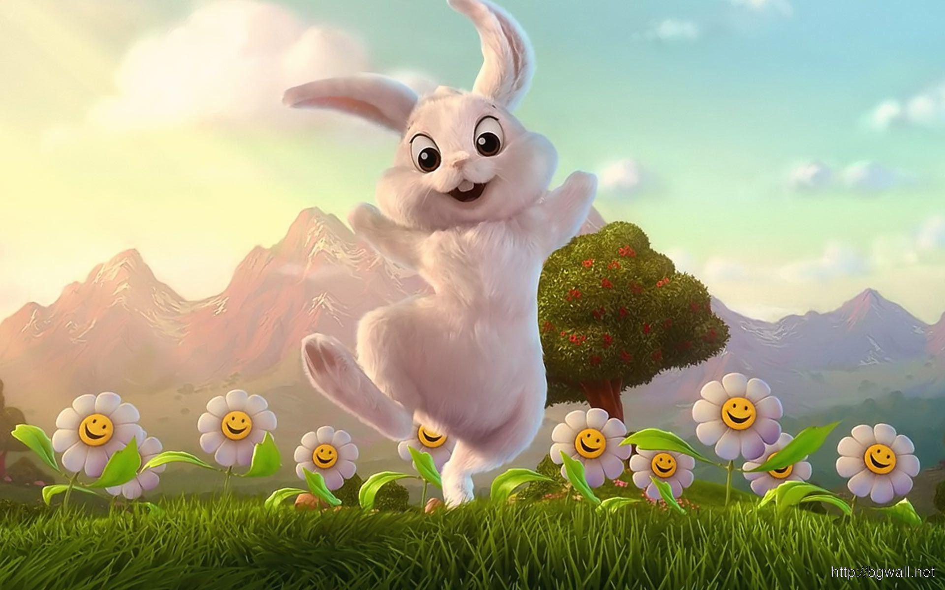 1920x1200 Free download Cute Cartoon Easter Bunny .