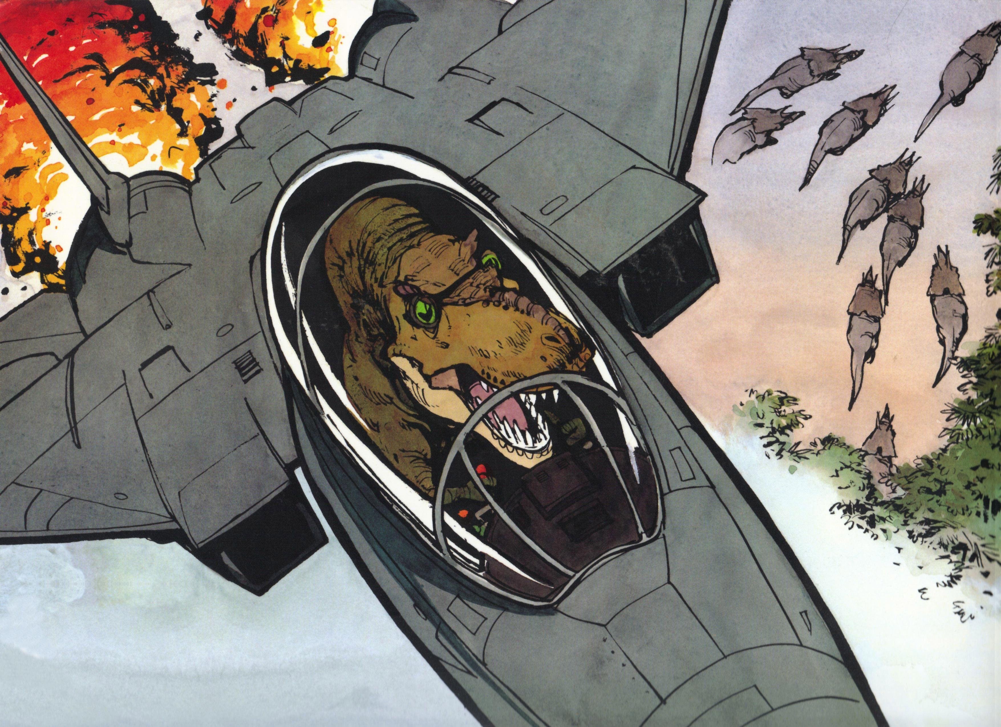 3510x2550 Free download dinosaur flying a jet .