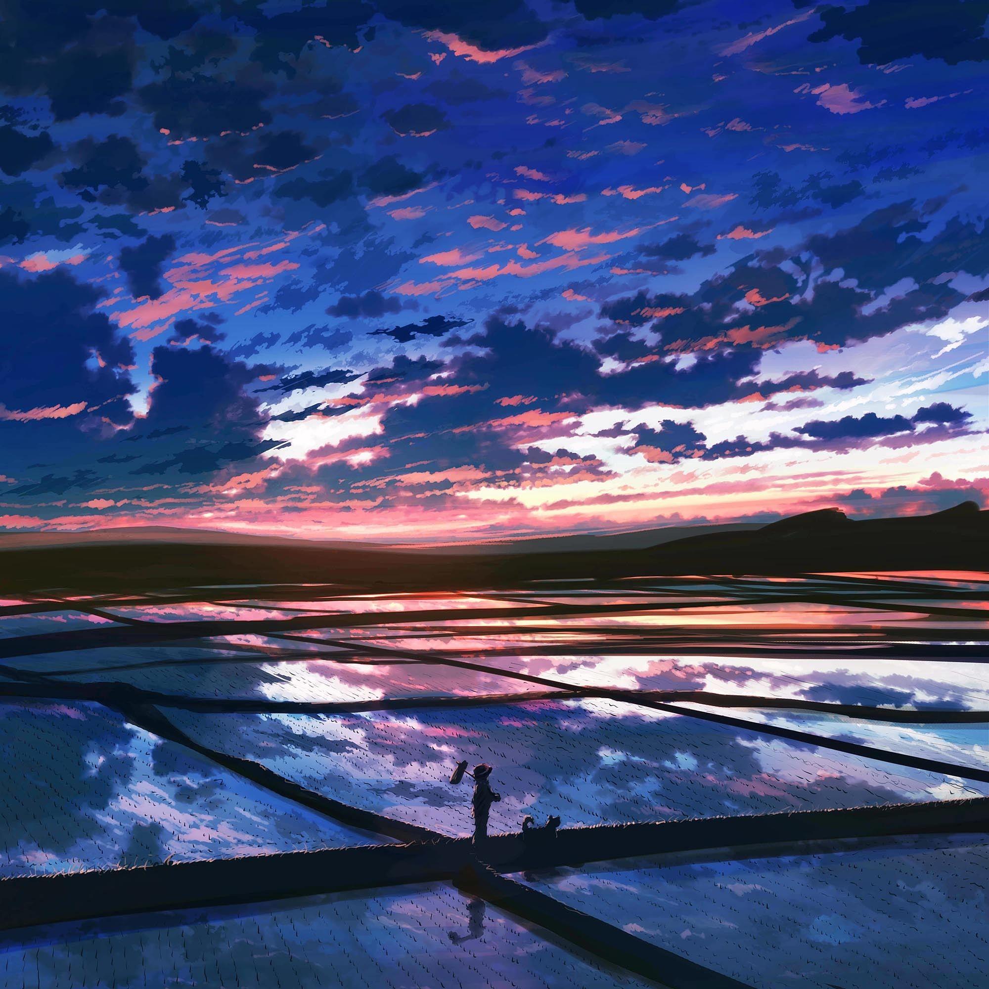 2000x2000 sunset, landscapes, nature, drawings .sf.co.ua