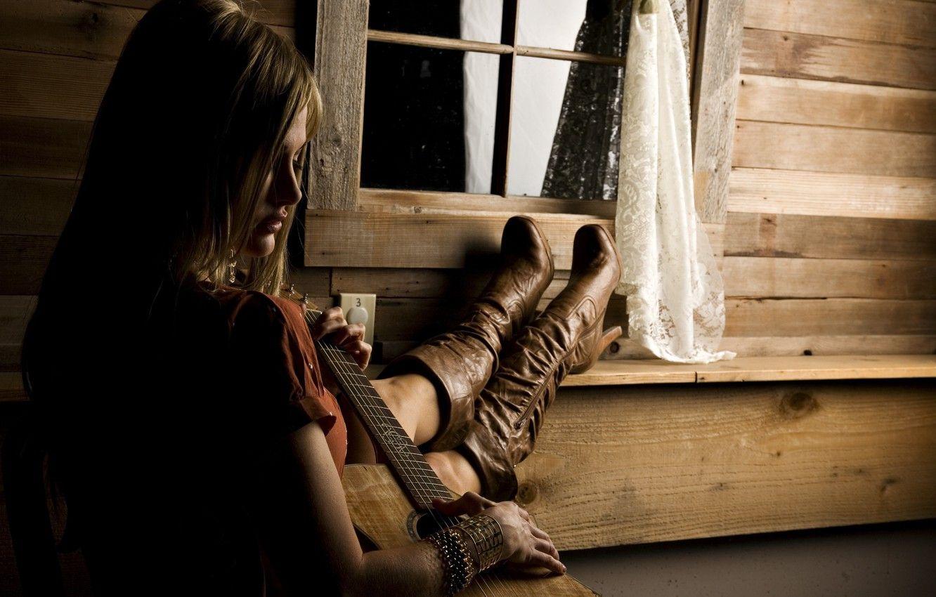 1332x850 Wallpaper girl, guitar, boots, Country Girl image for desktop, section девушки