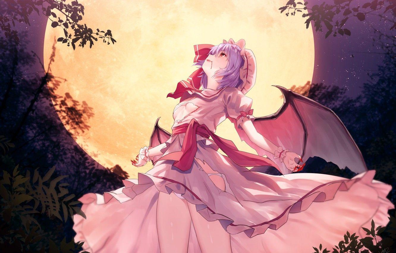 1332x850 Photo Wallpaper Girl, Night, The Moon .