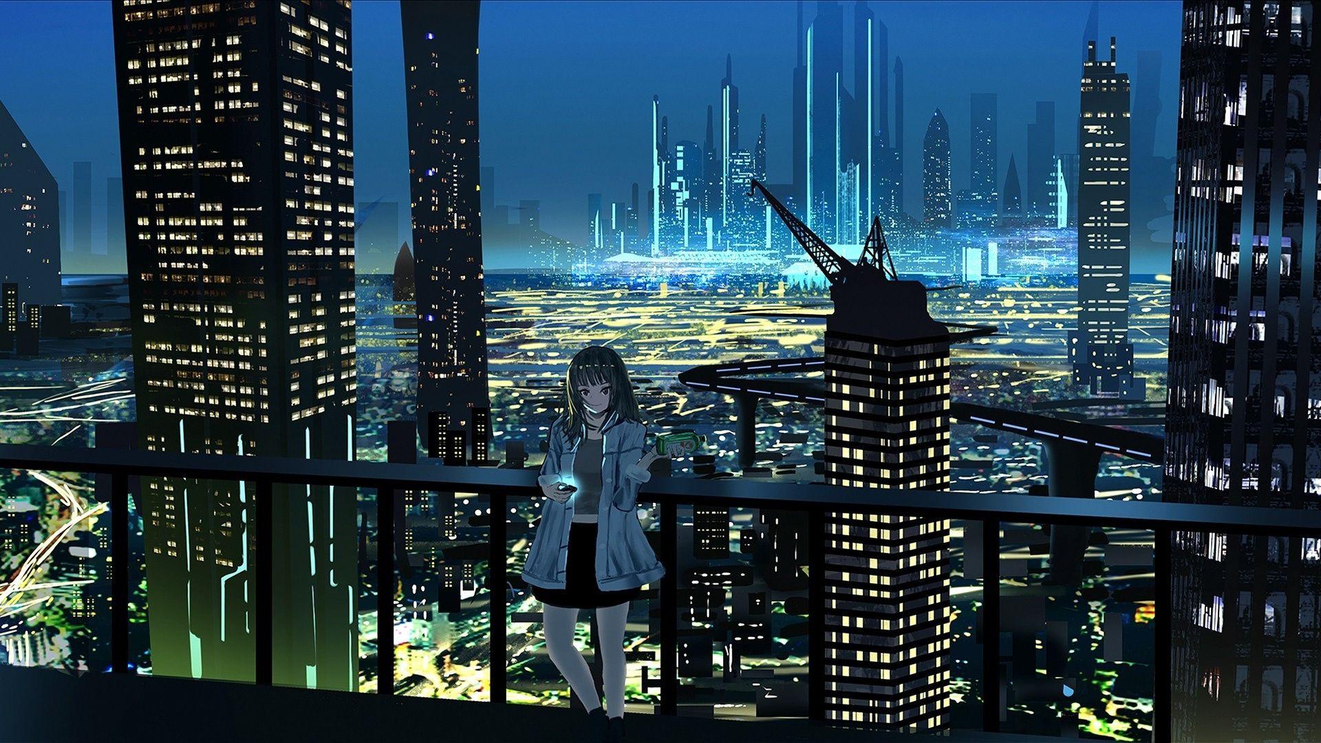 Anime Girl City Night Wallpapers - Top Free Anime Girl City Night ...