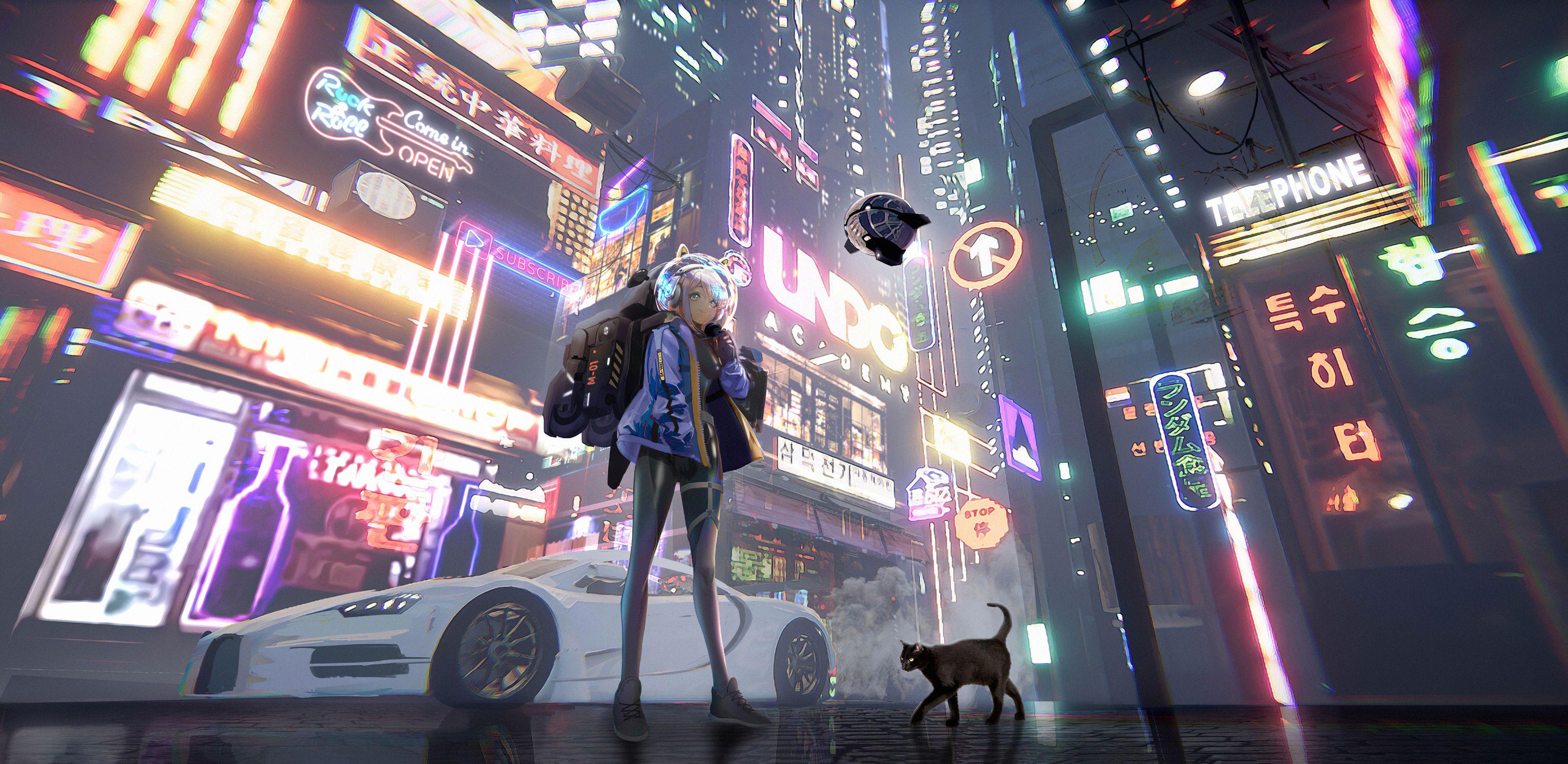 3840x1871 Wallpaper 4k Anime Girl Time In A