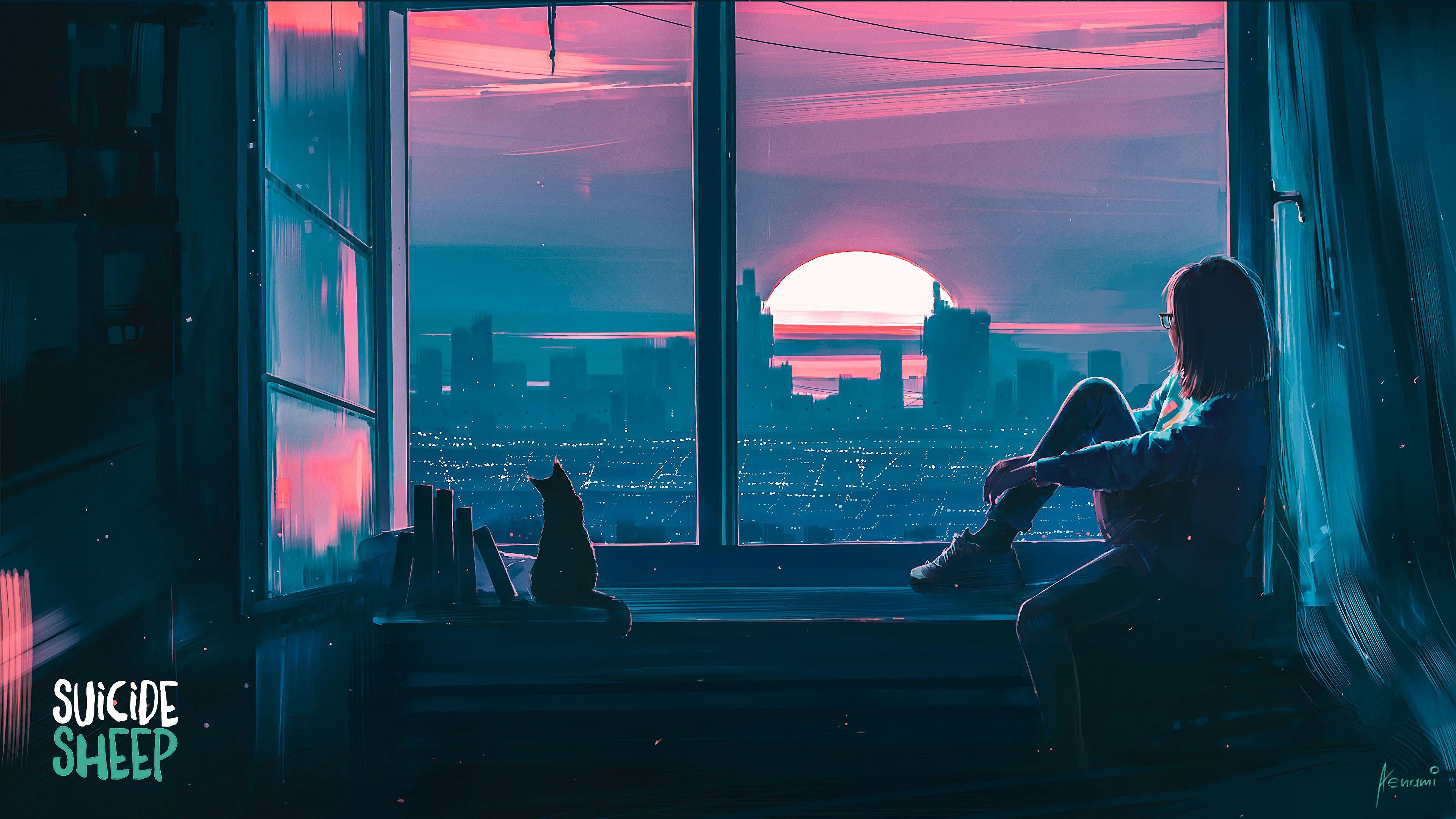 3840x2160 City Anime 4k