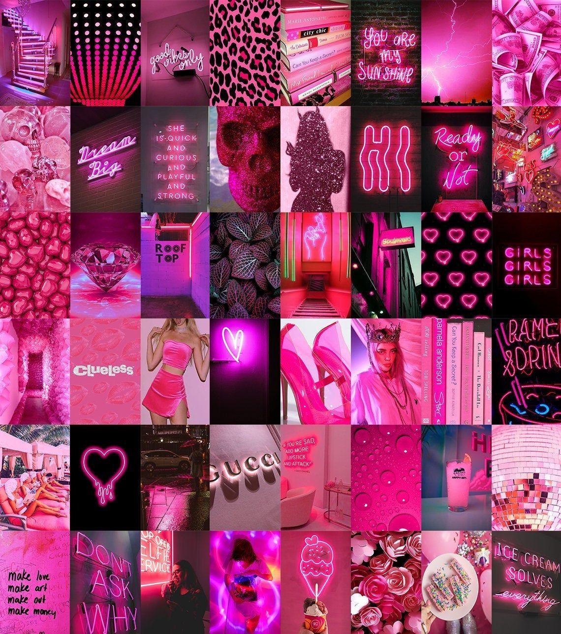 1140x1290 Neon Pink Wall Collage Kit Digital Copy .com