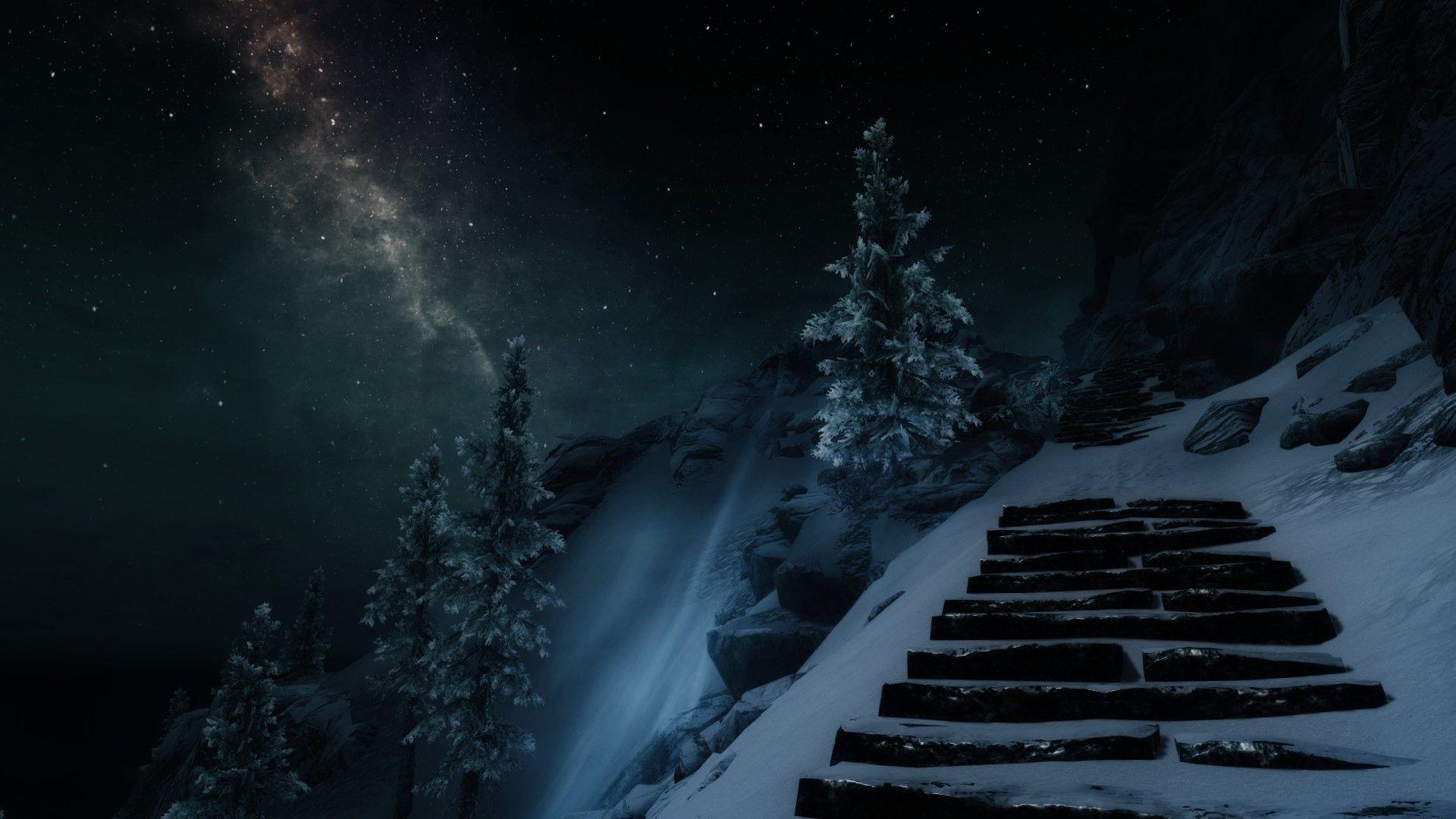 1920x1080 Snow Night Wallpaper HD .