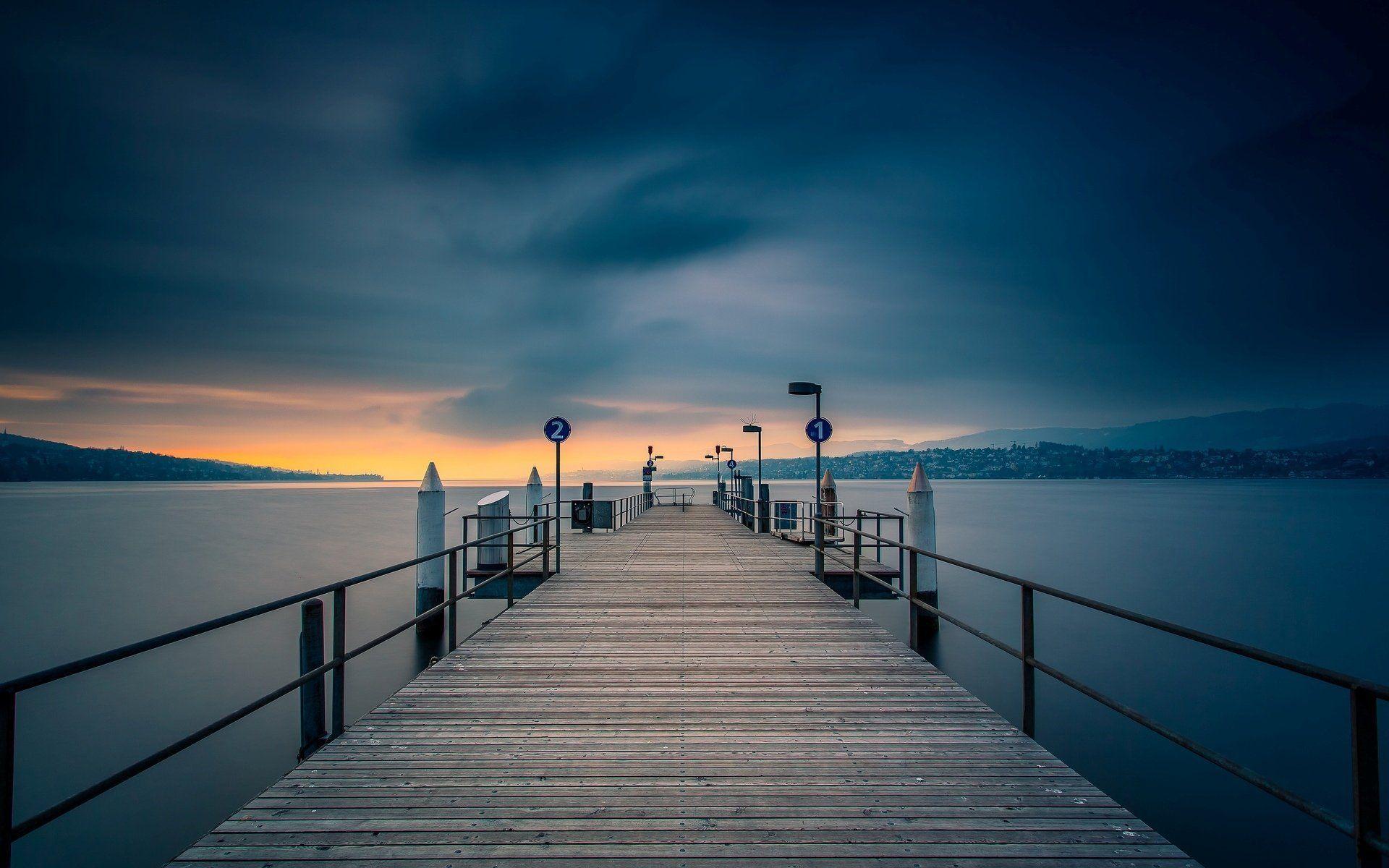 1920x1200 Nature Pier Bridge D River Water Sunset .itl.cat