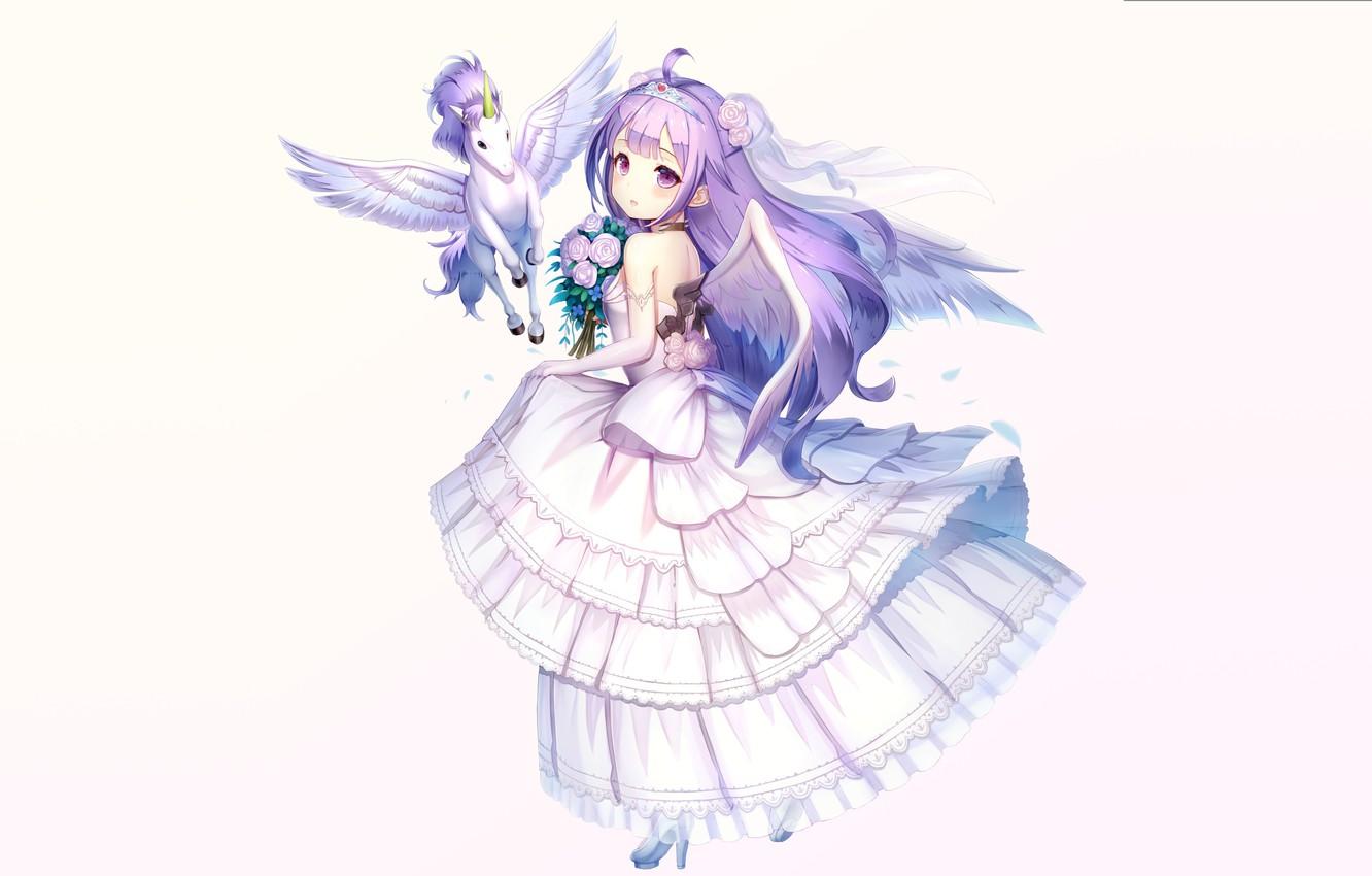 1332x850 Unicorn Girl Anime Wallpaper
