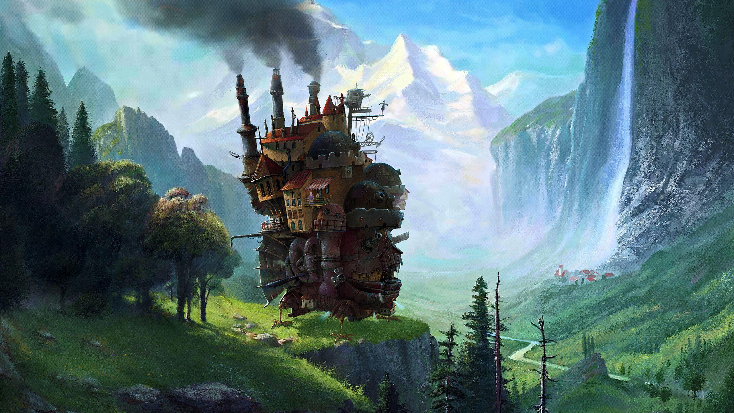 2560x1440 image Fantasy Mountains Waterfalls .