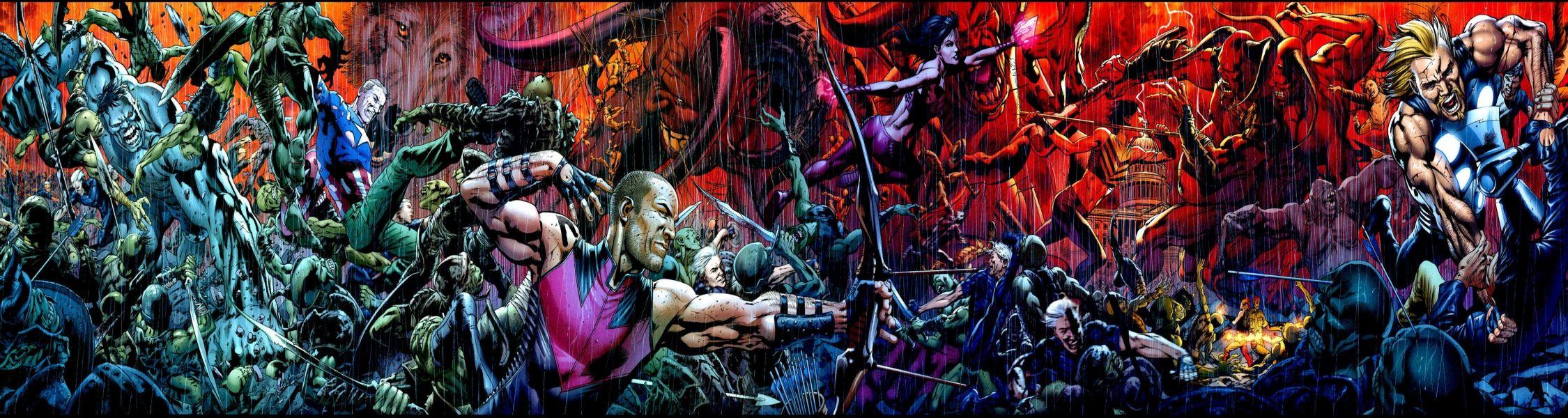 2250x600 Mavel Superhero Tapestry Surround Wallpaper