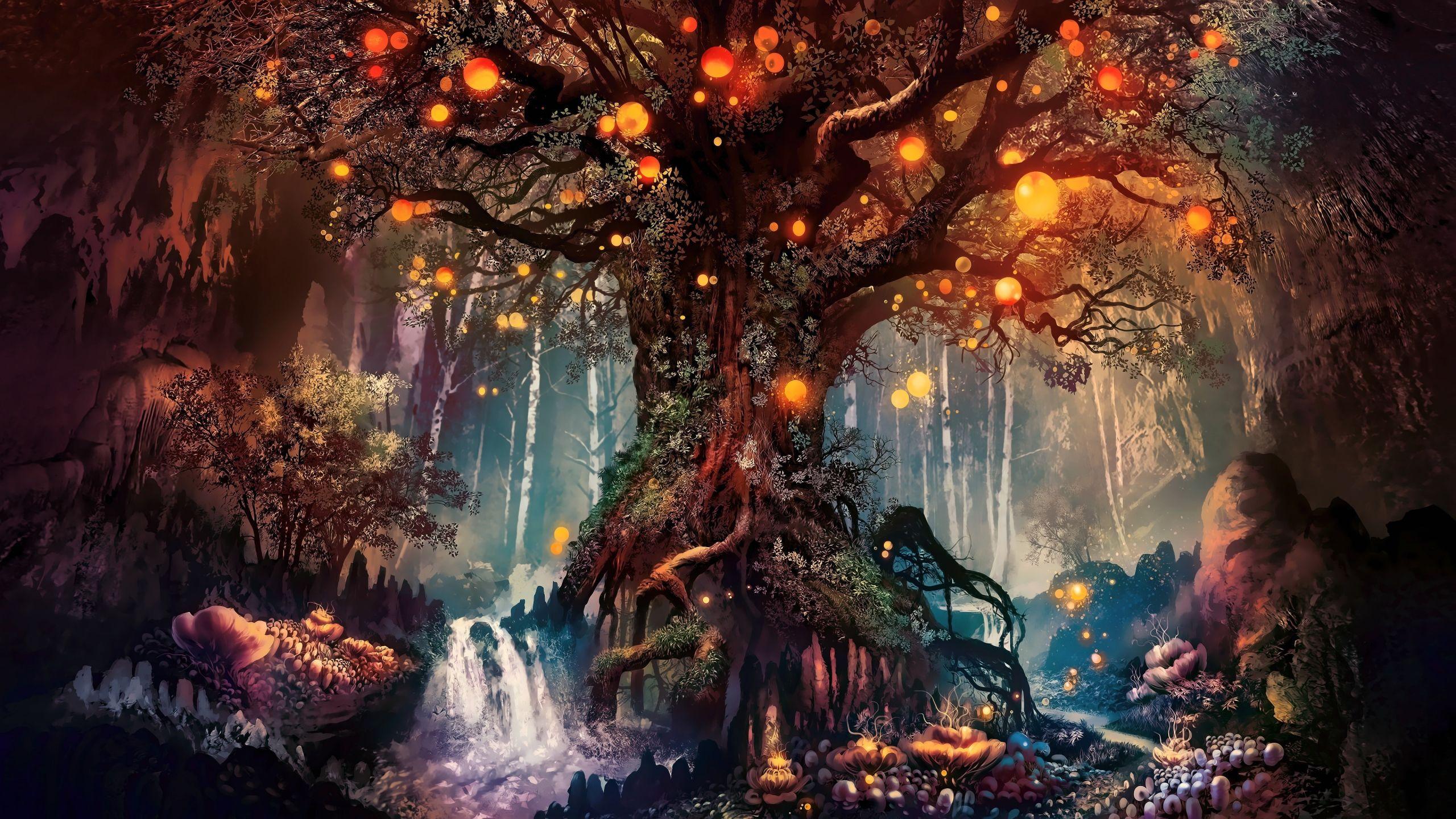 2560x1440 tree, fantasy, art .
