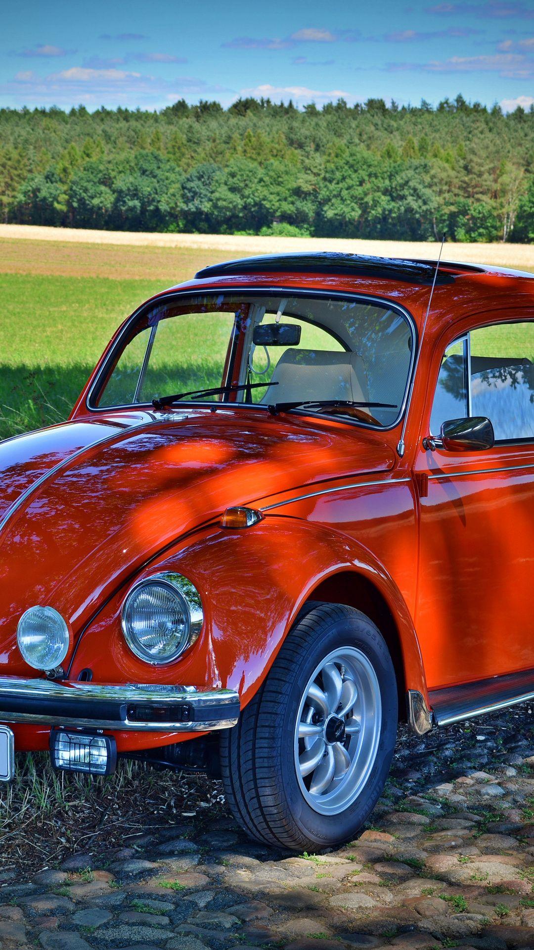 1080x1920 Volkswagen Beetle, red, classic car .