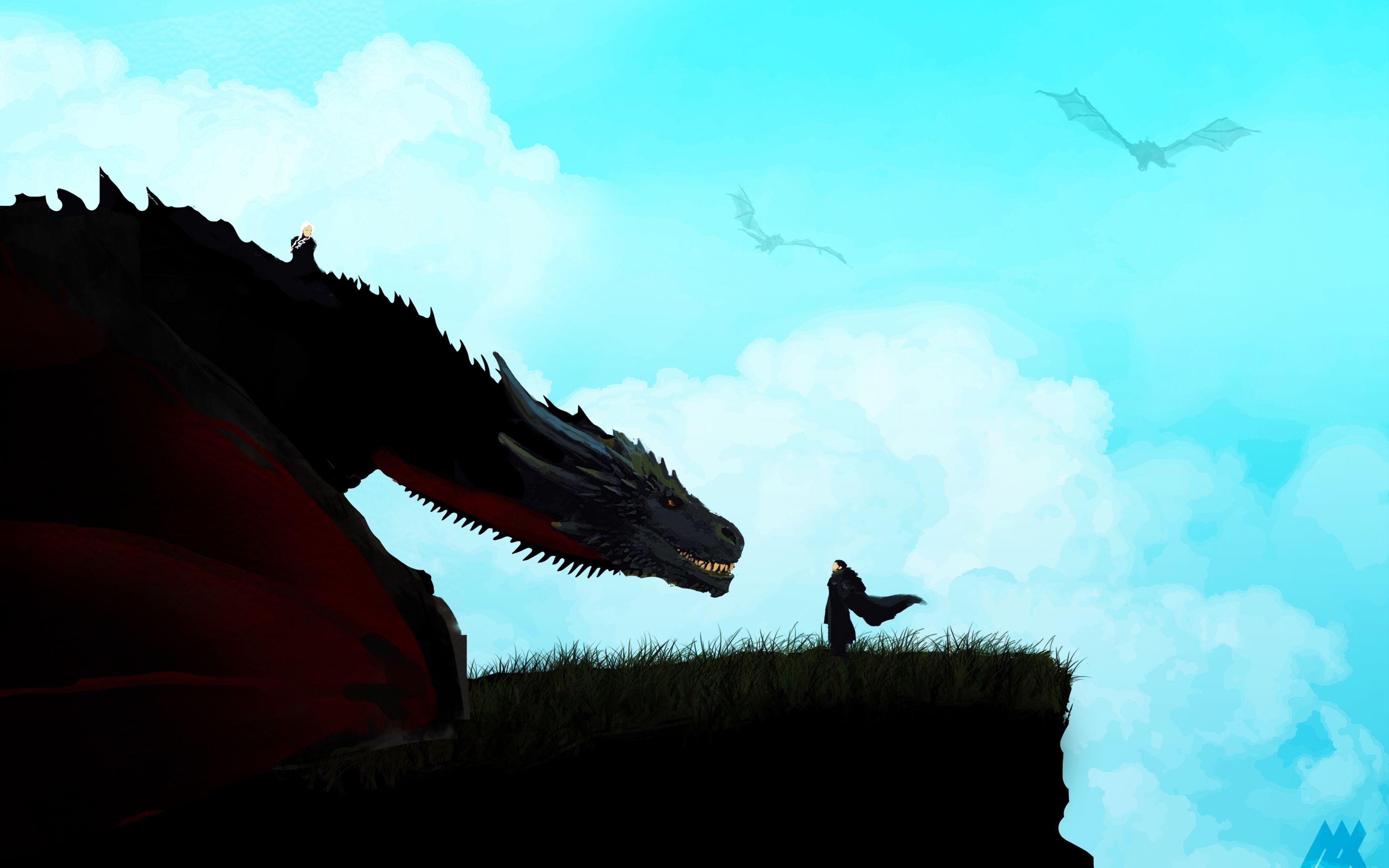 3840x2400 Jon Snow And Dragon, Game Of Thrones, Art, Wallpaper Of Thrones 4k Ultra HD