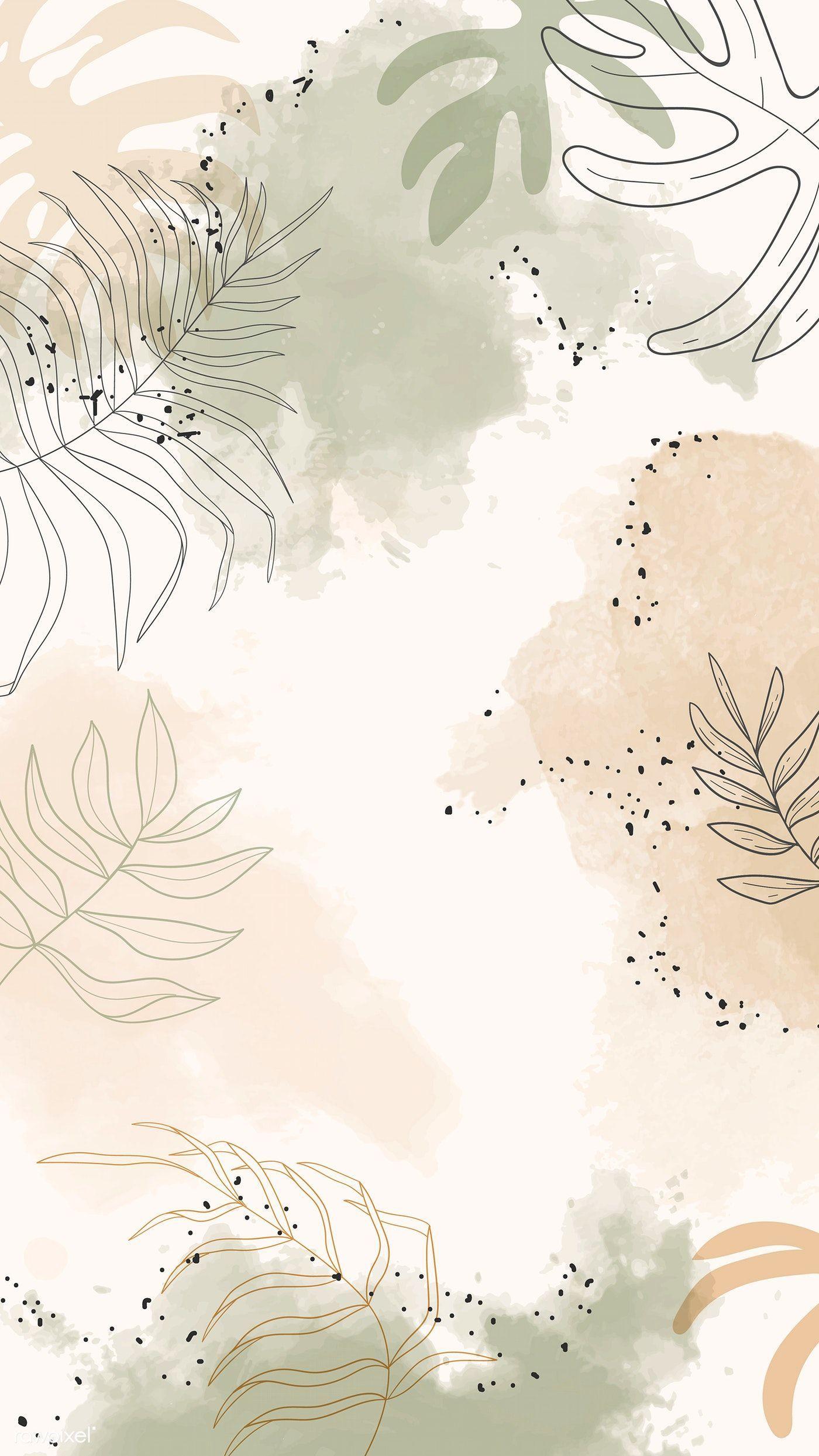 1400x2489 Download premium vector of Beige leafy .com