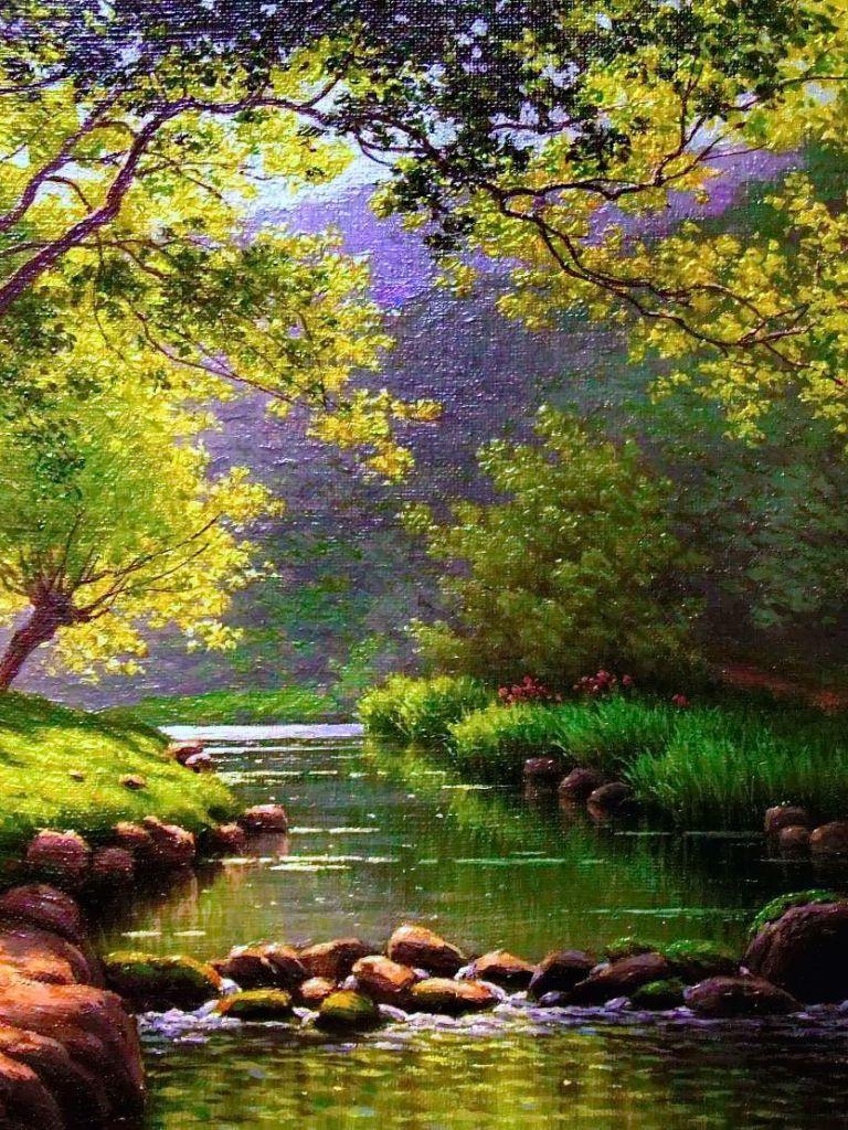 768x1024 River Scene Wallpaper, Wallpaper Moon